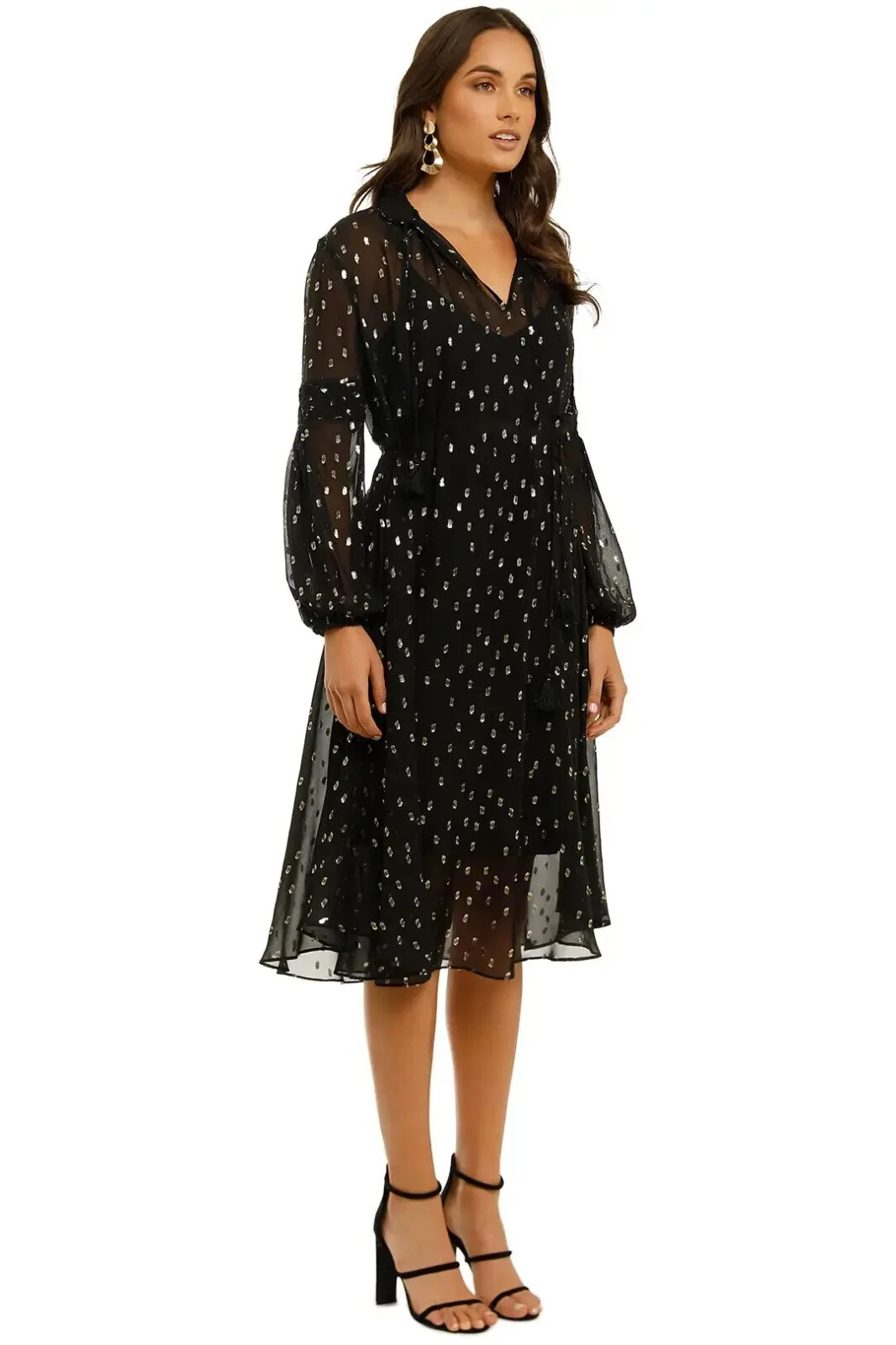 HUSK Paradise Black Silk Lurex Event Dress Cocktail Size 14 AU Pre Owned