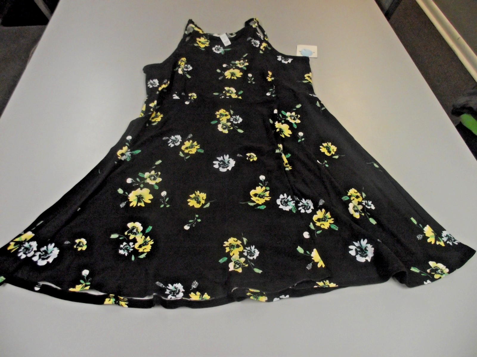 Arizona Jean Co Black Floral A-Line Dress Sundress~ Size XL~ NWT!