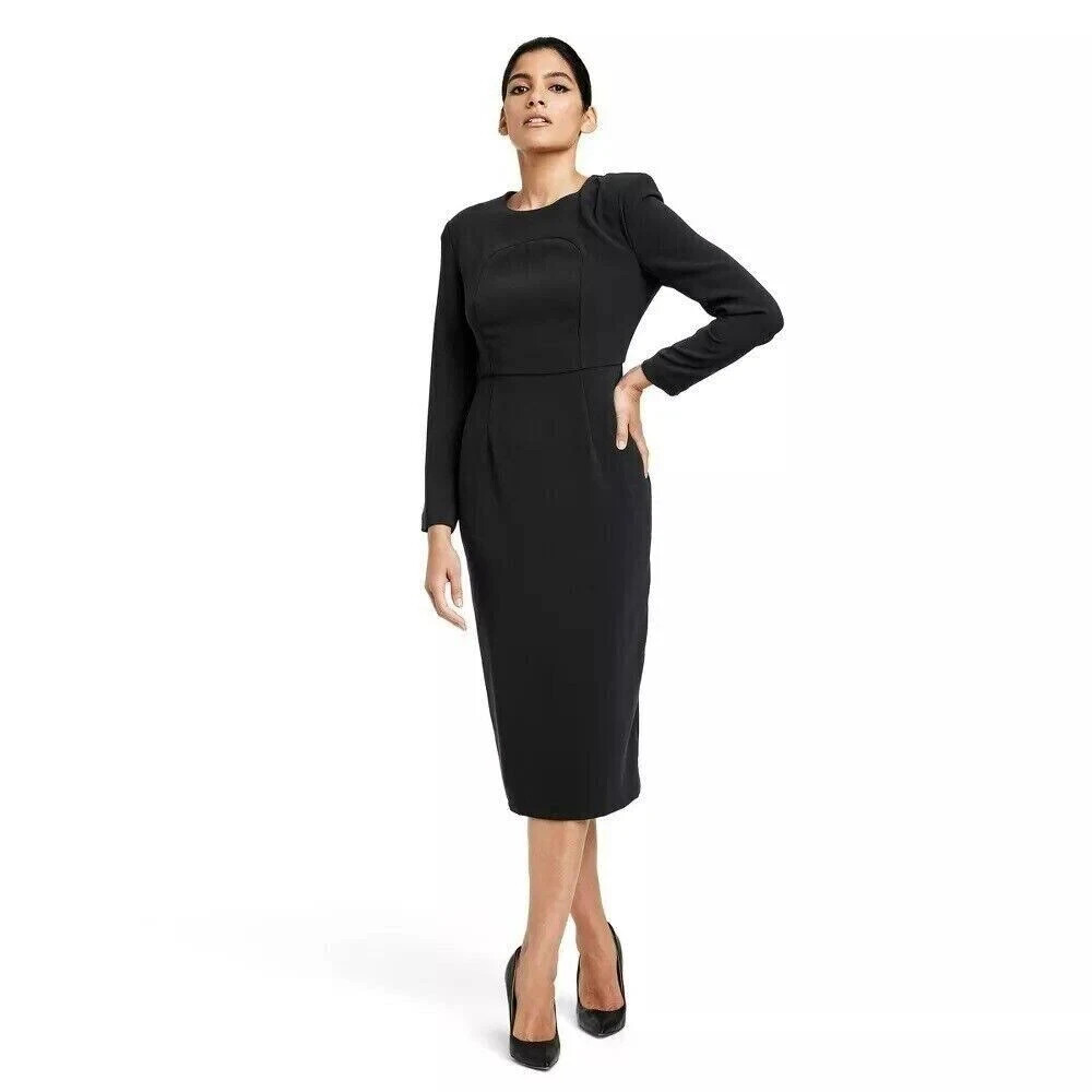 Women’s Strong Shoulder Midi Dress – Sergio Hudson – Black Size Small