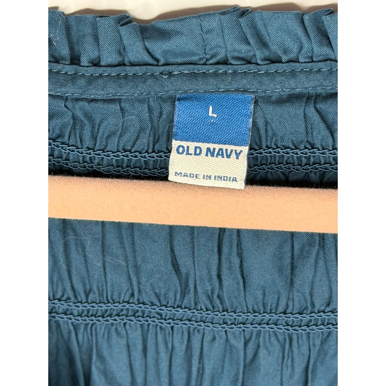 Old Navy Teal Blue Smocked Empire Waist Cotton Mini Dress Sleeveless Pockets L