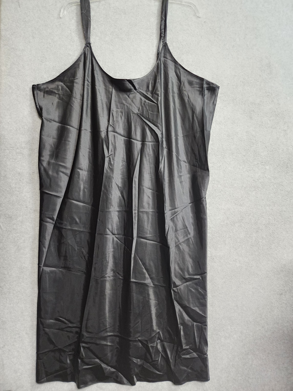 Women’s Satin Black Dress Slip, Size: 3x (26-28) Midi 58″chest 40″L Adjustable