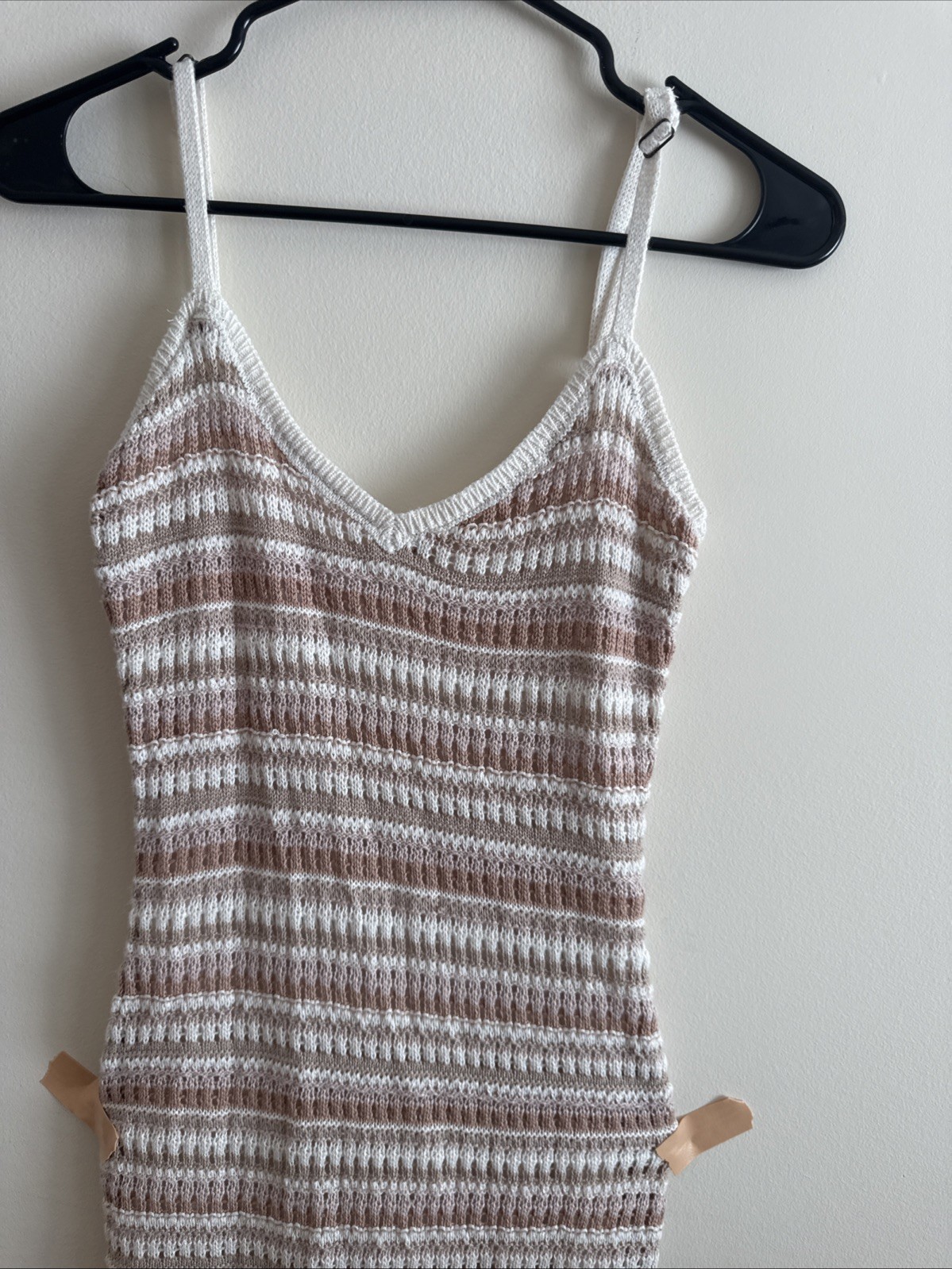 Olive + Oak Striped Knit Midi Tank Dress XS Acrylic Polyester Brown Pink