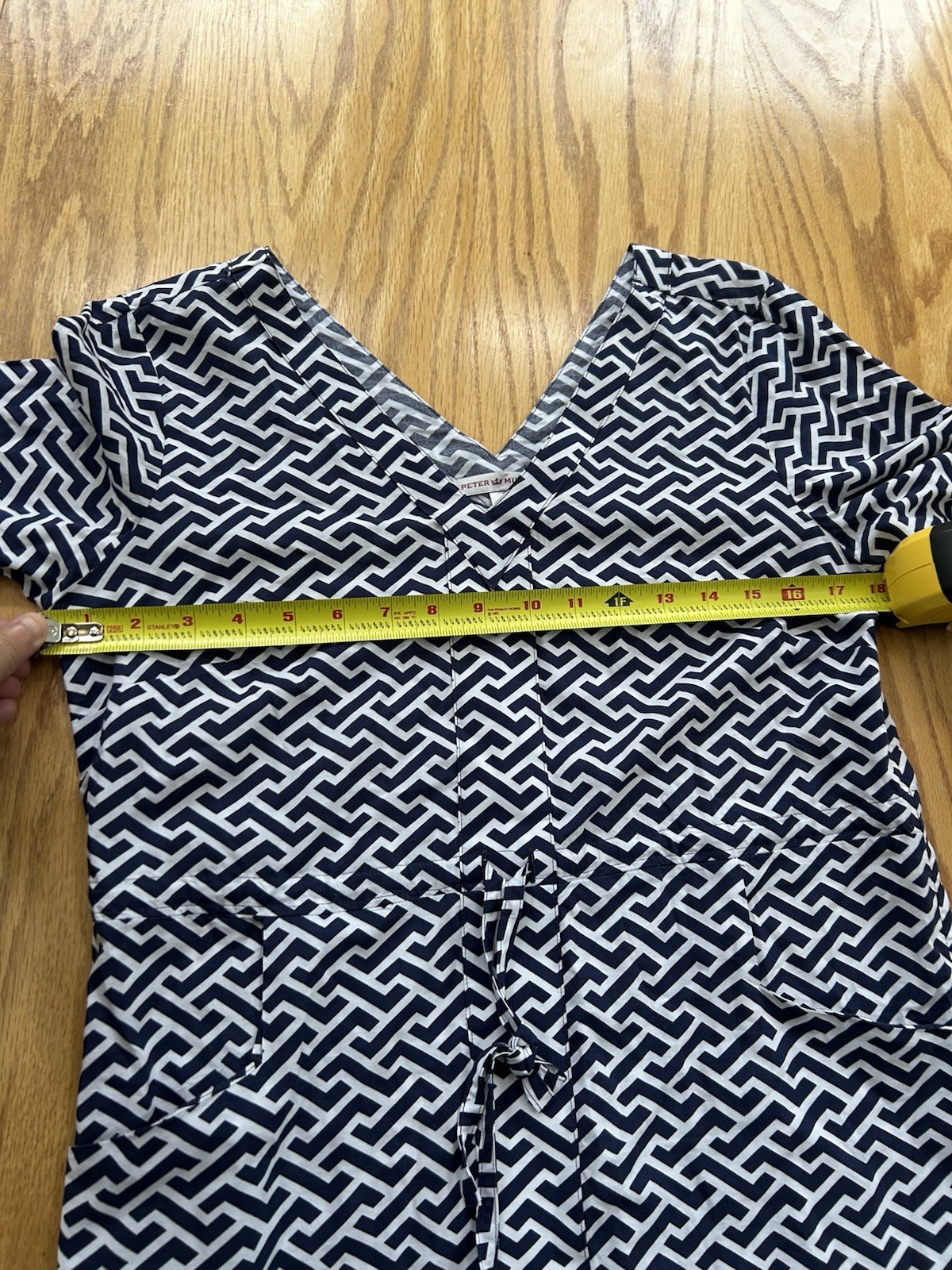 Peter Millar Blue White Geometric Drawstring Beach Dress Cover Up Size Small