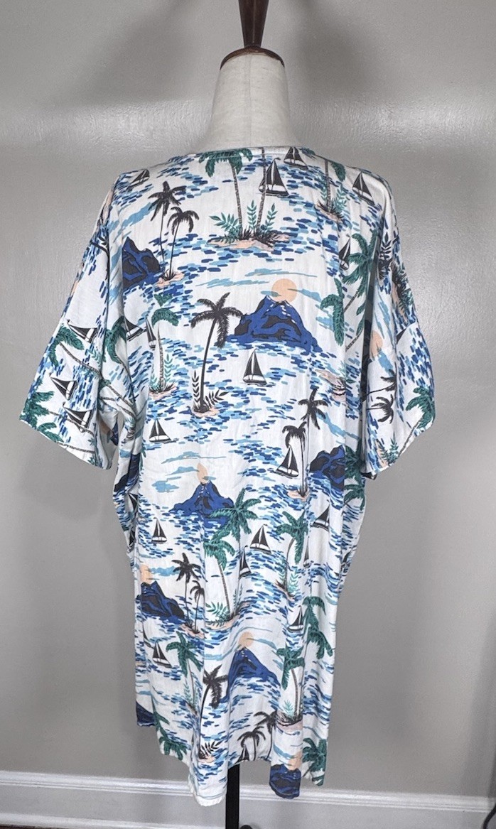 Emerson Fry India Collection Baja Beach Caftan One Size Pockets Cover Up Dress