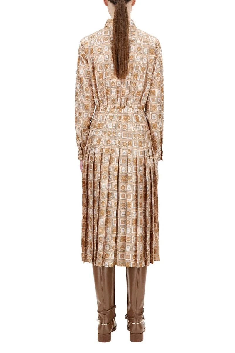 ✨MAX MARA Logo Printed Pleated Dress 36IT, 32De, 34Fr, 2US, 4GB