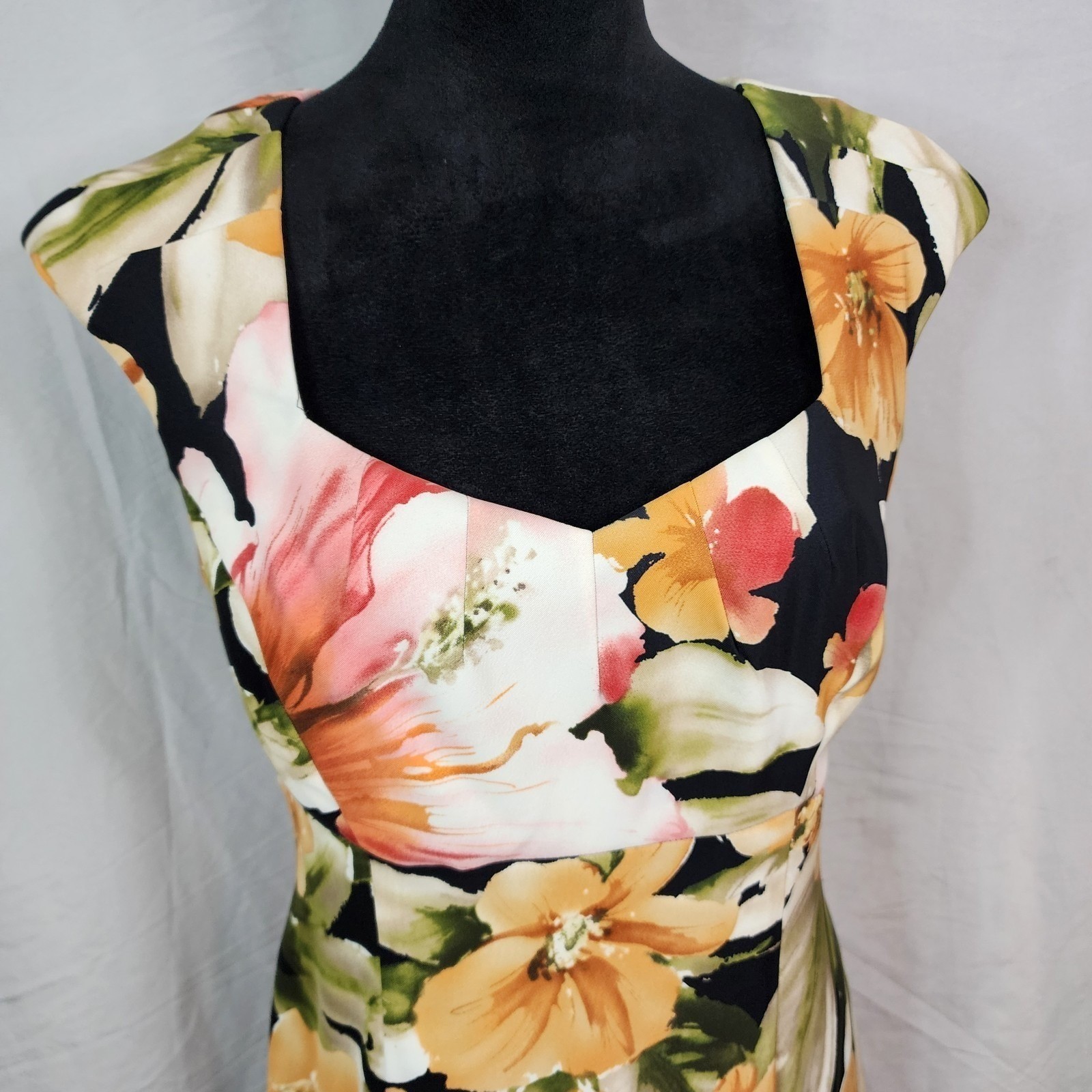 CONNECTED APPAREL Size 10 Floral Queen Anne Sweetheart Career Sheath Dress