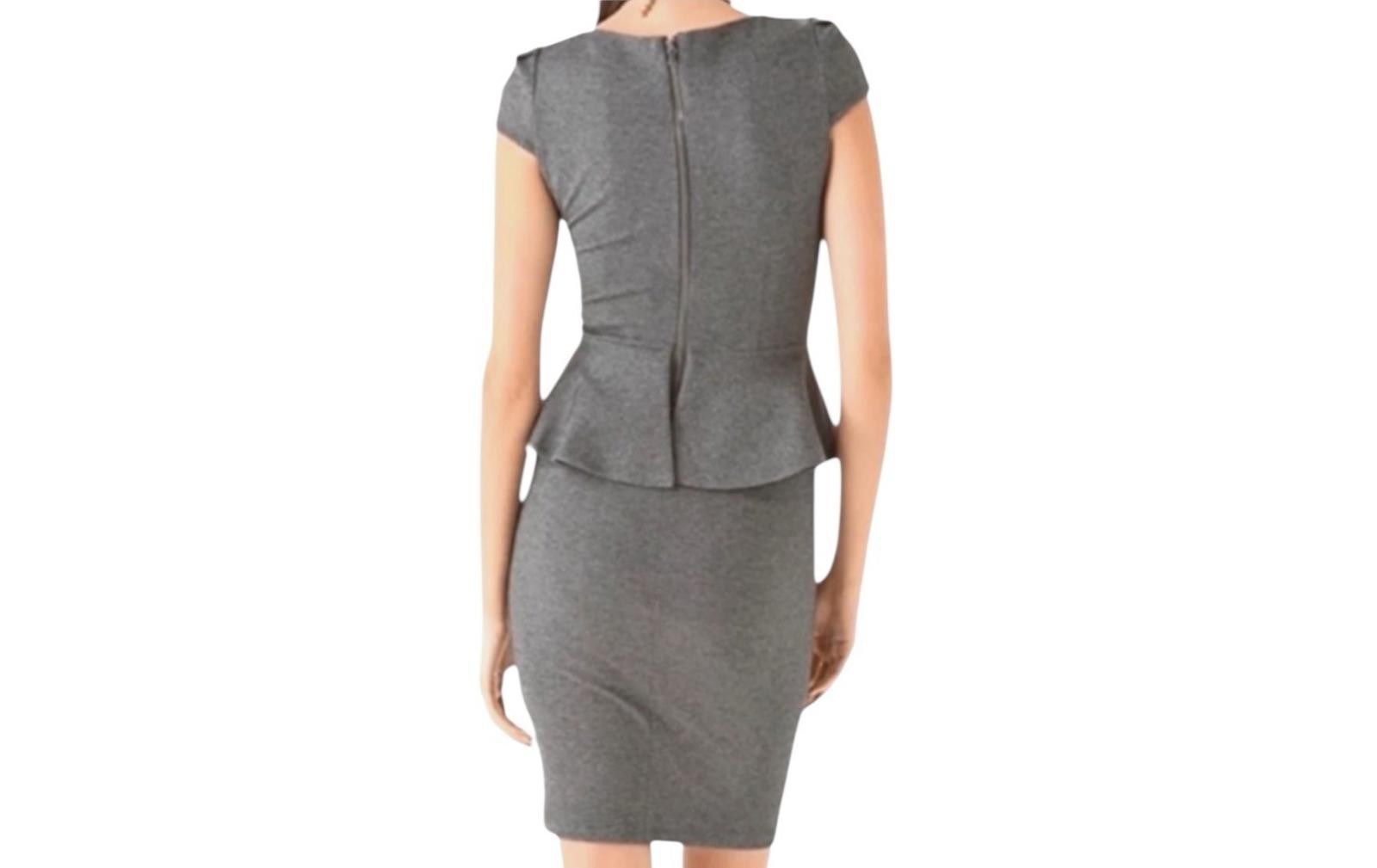 Alice + Olivia Gray Ponte Stretch Peplum Mini Dress Cap Sleeve Size S RealReal