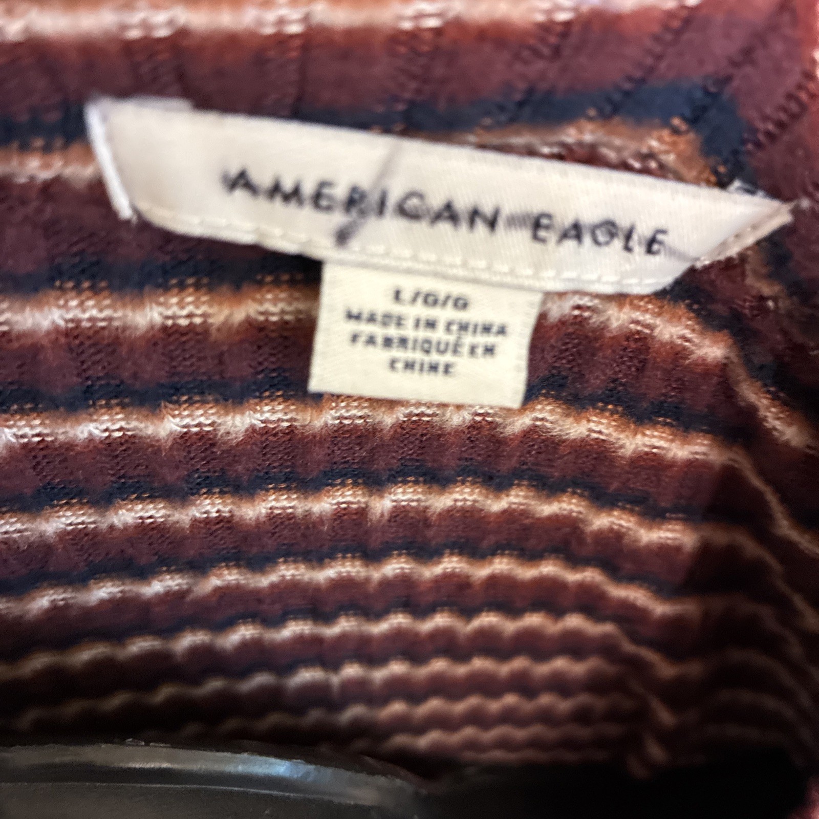 American Eagle Brown/Black stripes Knit Shirt Dress Button Front Long Sleeve