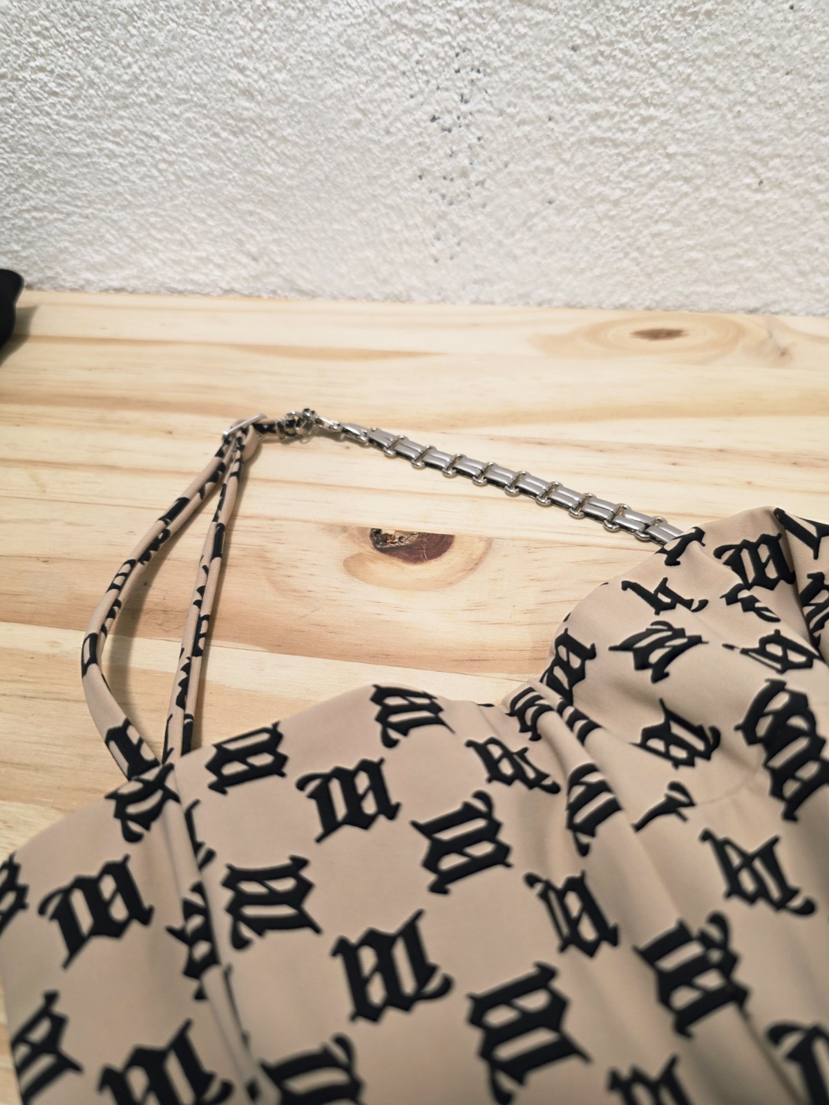MISBHV Beige & Black Logo Monogram Mini Dress XS