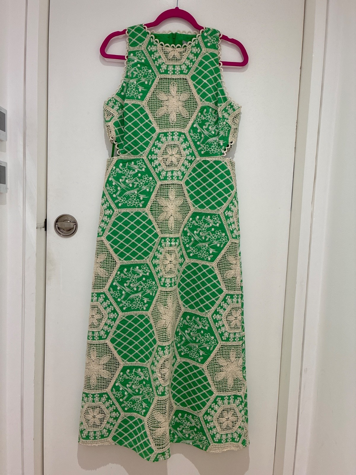 oliver bonas green dress new with tags hexagon pattern size 10 new