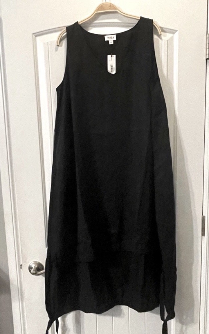 NWT TEREA Women’s Brielle Adjustable Hem Mini Tank Dress, Black, Size XL