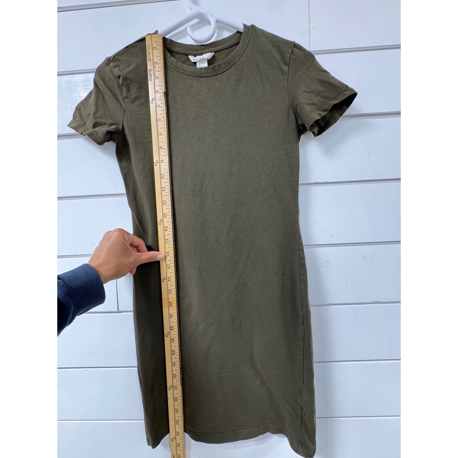 HM Basic Womens Olive Green Short Sleeve Crew Neck Bodycon T-Shirt Dress Small