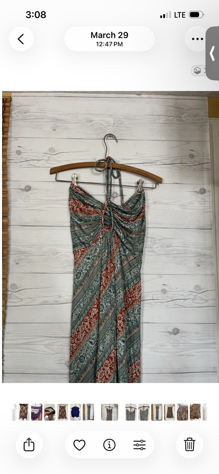 Vtg Tropical Floaty Cut Out Halter Neck Tie Tube Fairy Summer Maxi Dress Small