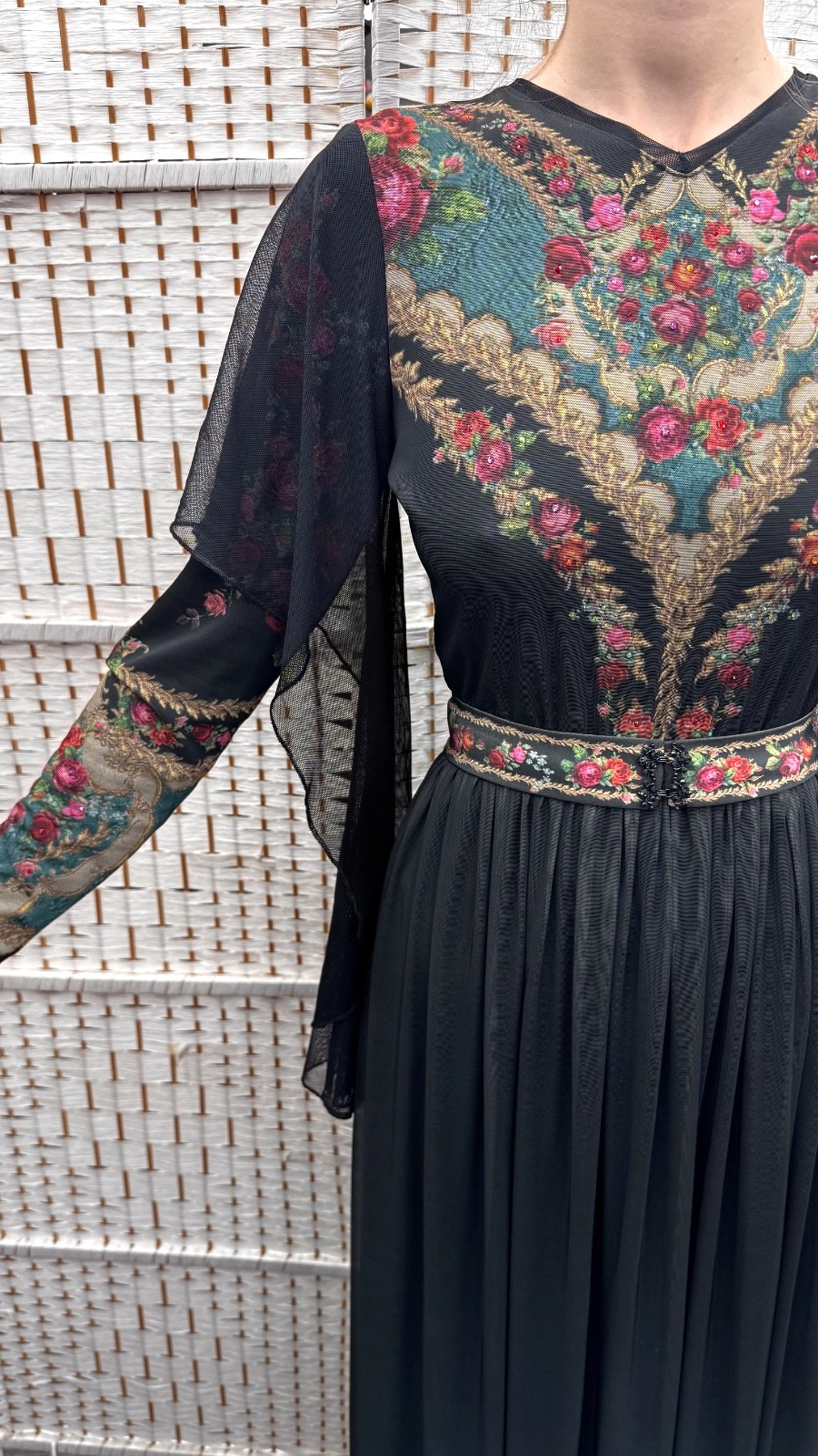 Negrin Elegant Full length Floral dress Size – S – NWT.