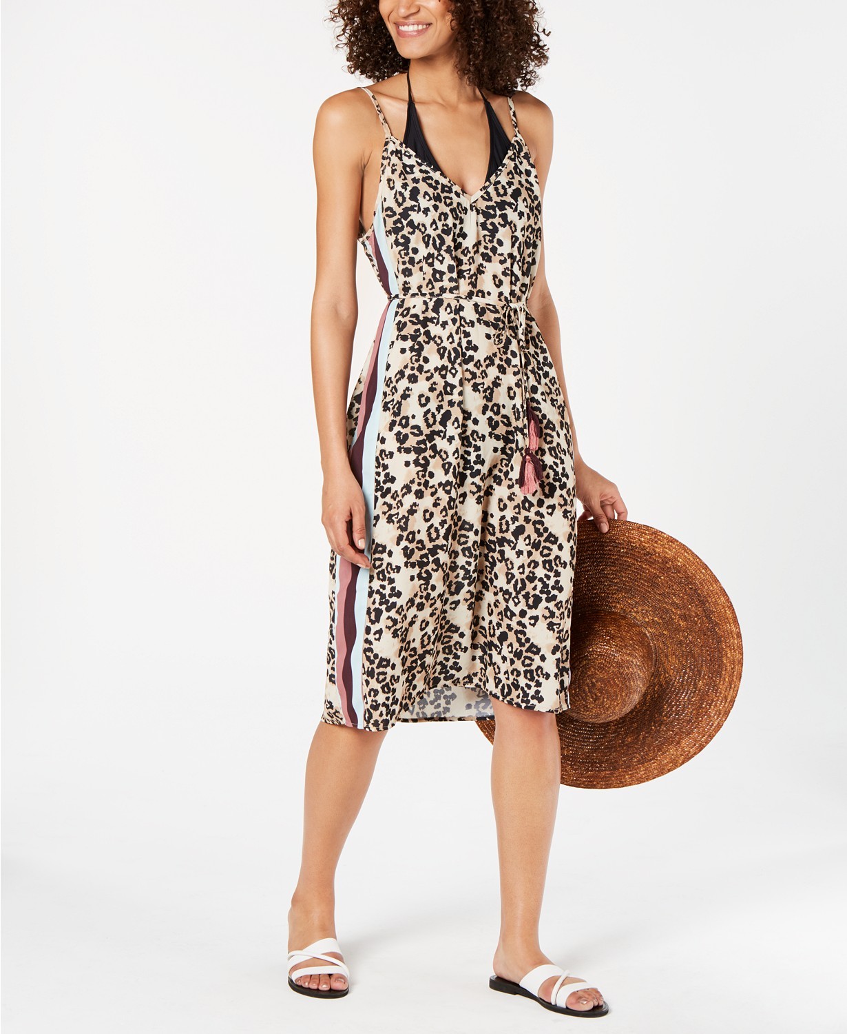Miken Womens Soft Leopard Printed Cover-Up Dress Size M