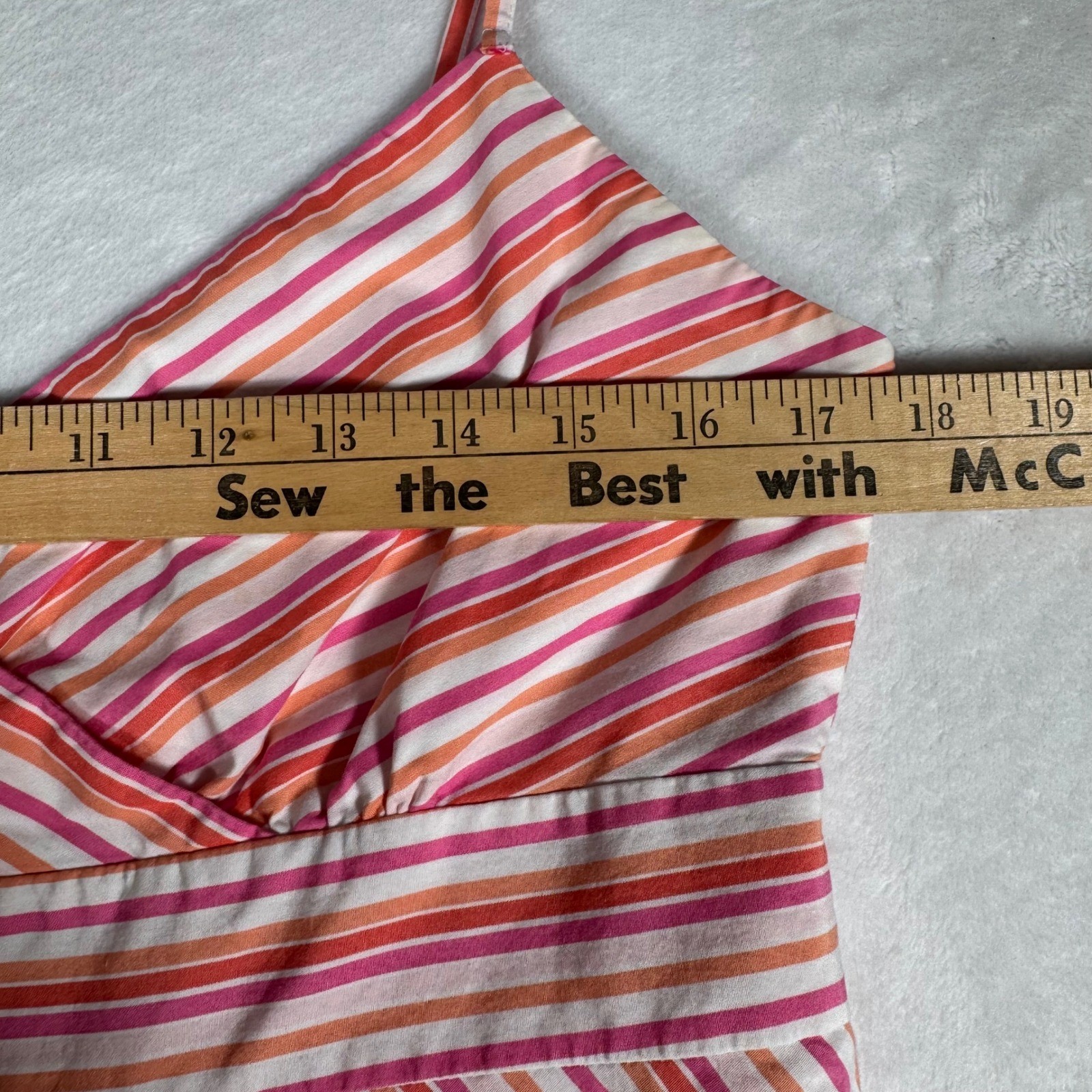 J.Crew Pink Orange Striped Spaghetti Strap Midi Sundress Size 6 Small | P2P 17.5