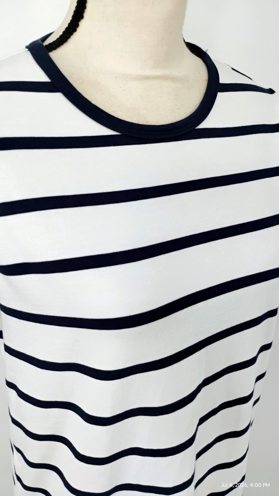 NEW Athleta Essential Tee Dress Winona Navy Stripe Stretch Size Small