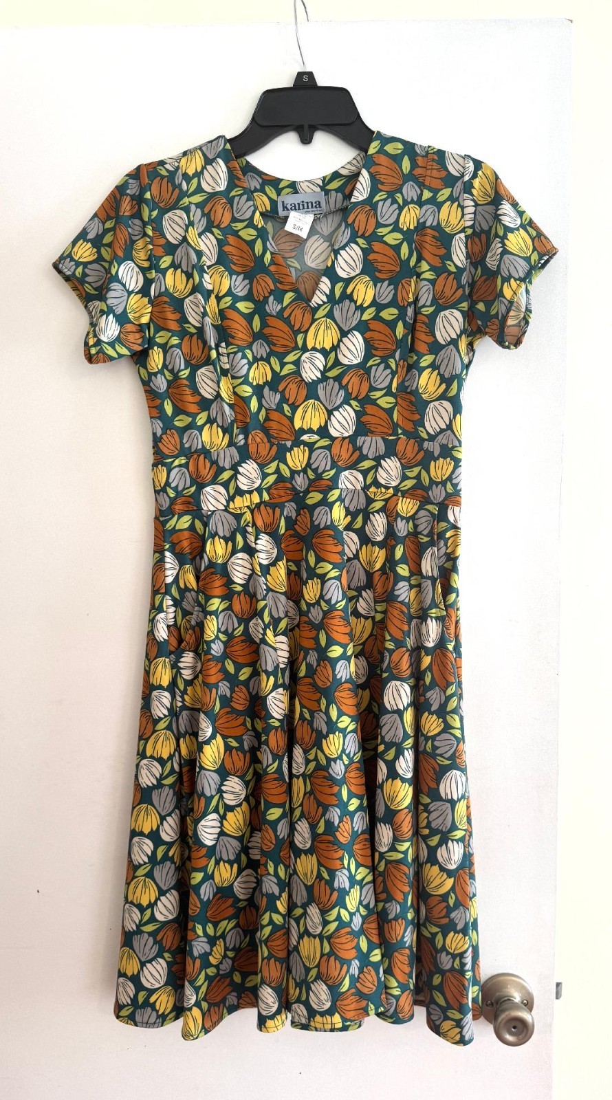KARINA The Original Easy DRESS Meadow CECE Green Multi Floral S/M USA $126