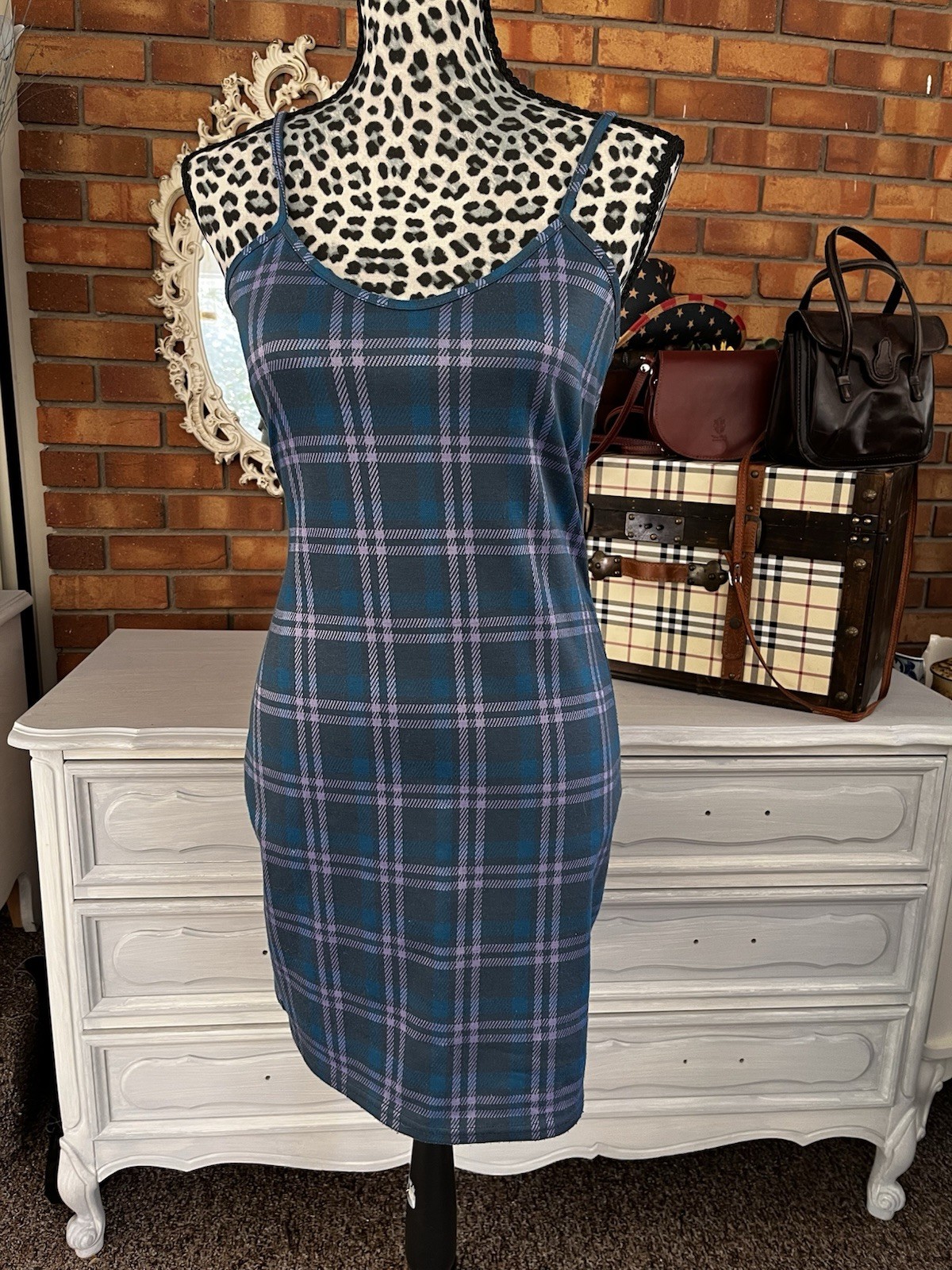 Coco & Shay Plaid Mini Dress (medium) Strappy Preppy College 90s