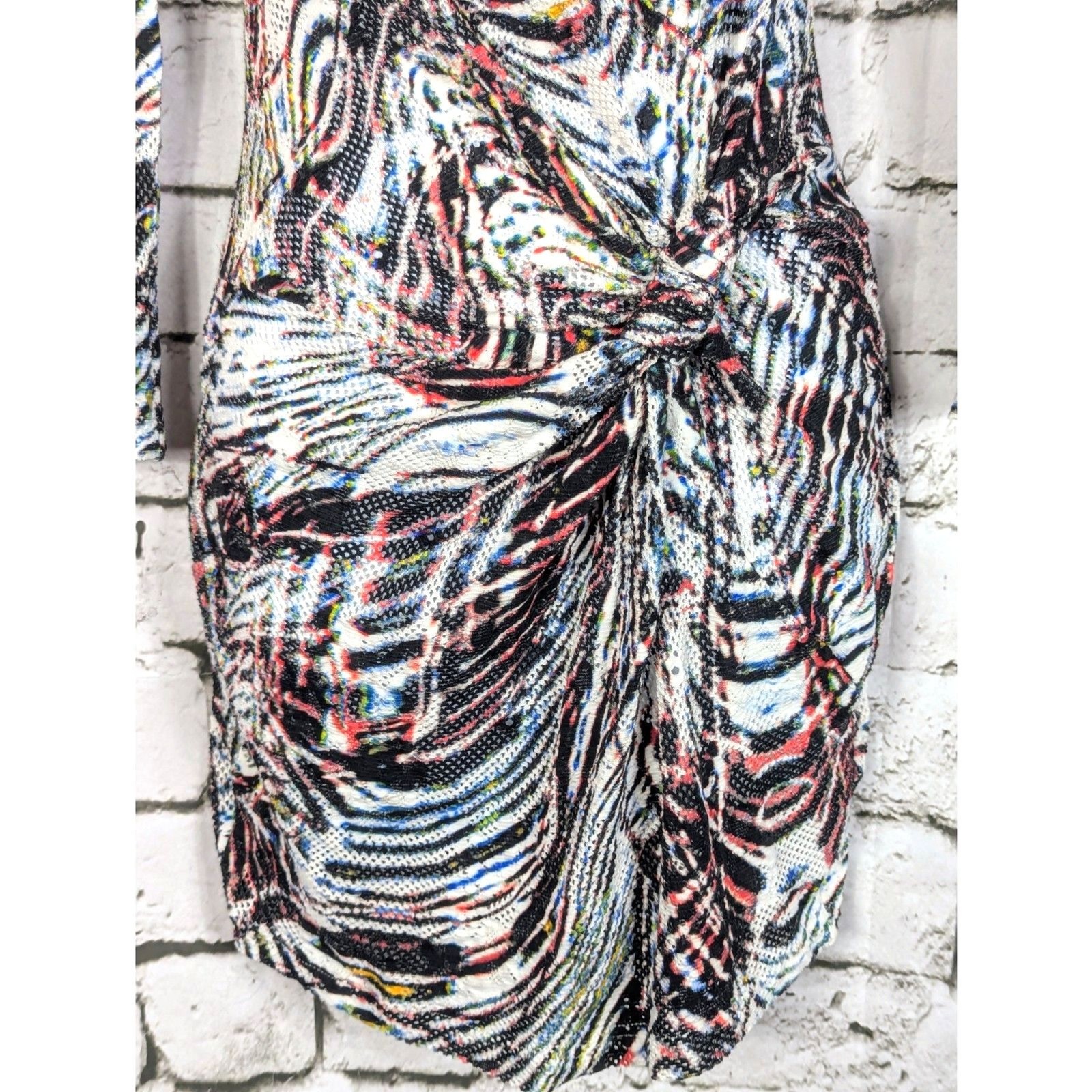 IRO “Gordon” Printed Bodycon Mesh Knot Dress Chic Modern Contemporary Size 0