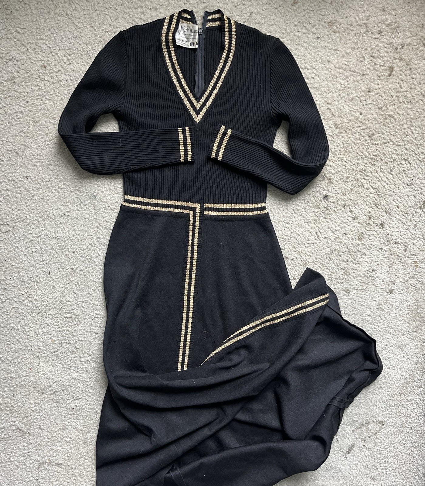 World Knits Womens 12 / L Wool Blended Hong Kong Back Zip Premium Sheath Dress
