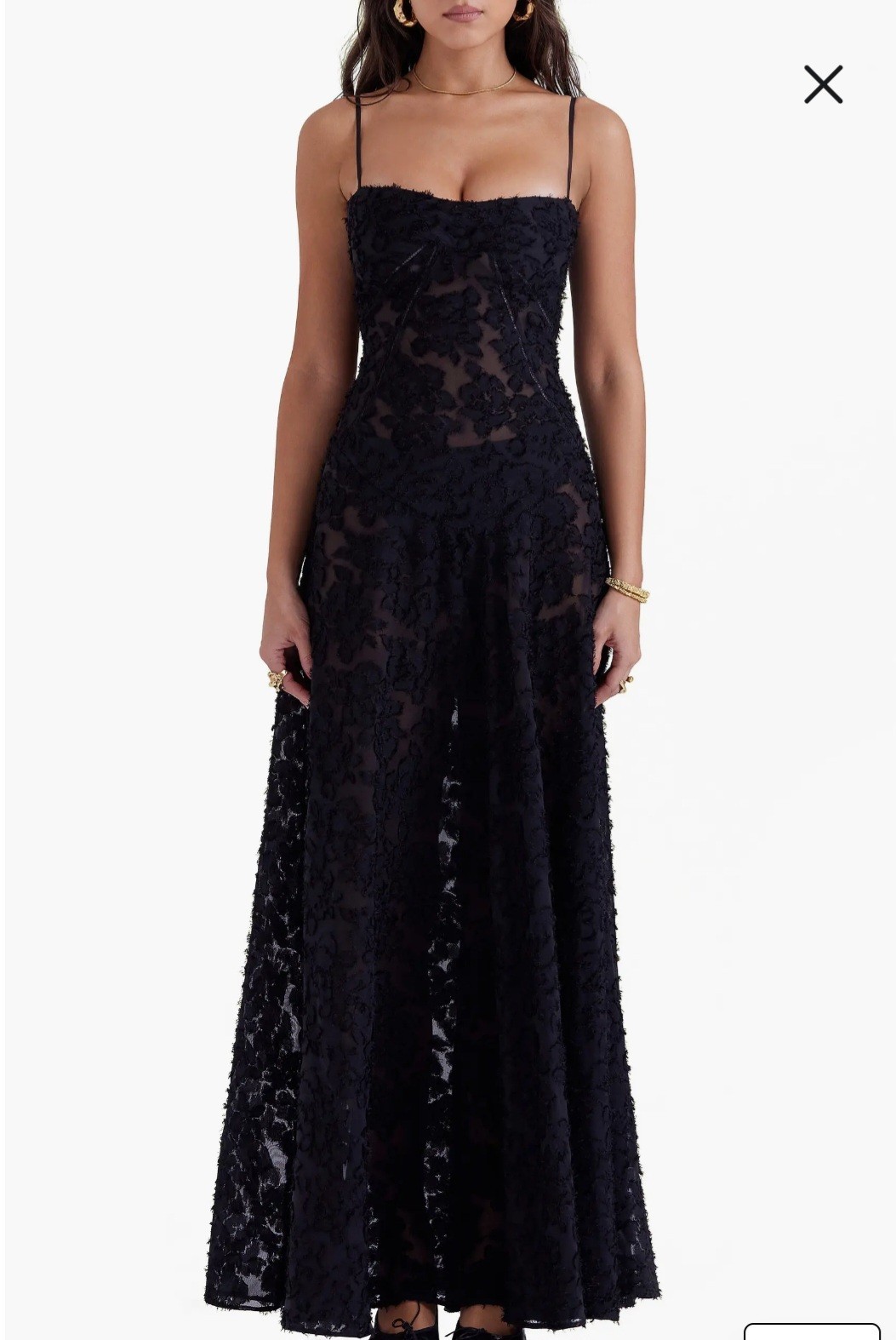 HOUSE OF CB Seren Black Floral Lace Back dress Size S US 4-6 A/C