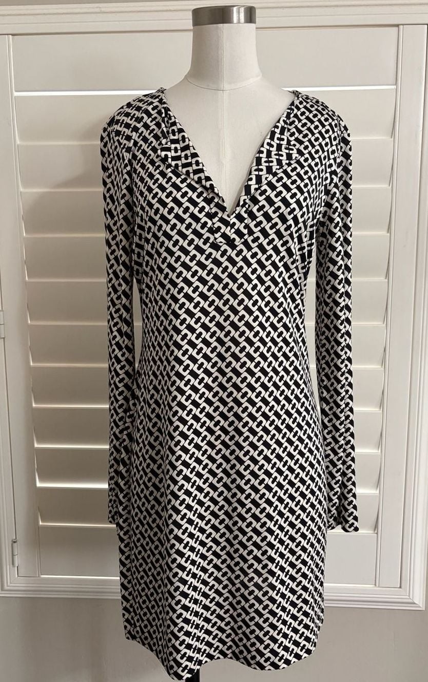 Diane von Furstenberg Reina Jersey Silk Long Sleeve Dress Size 6