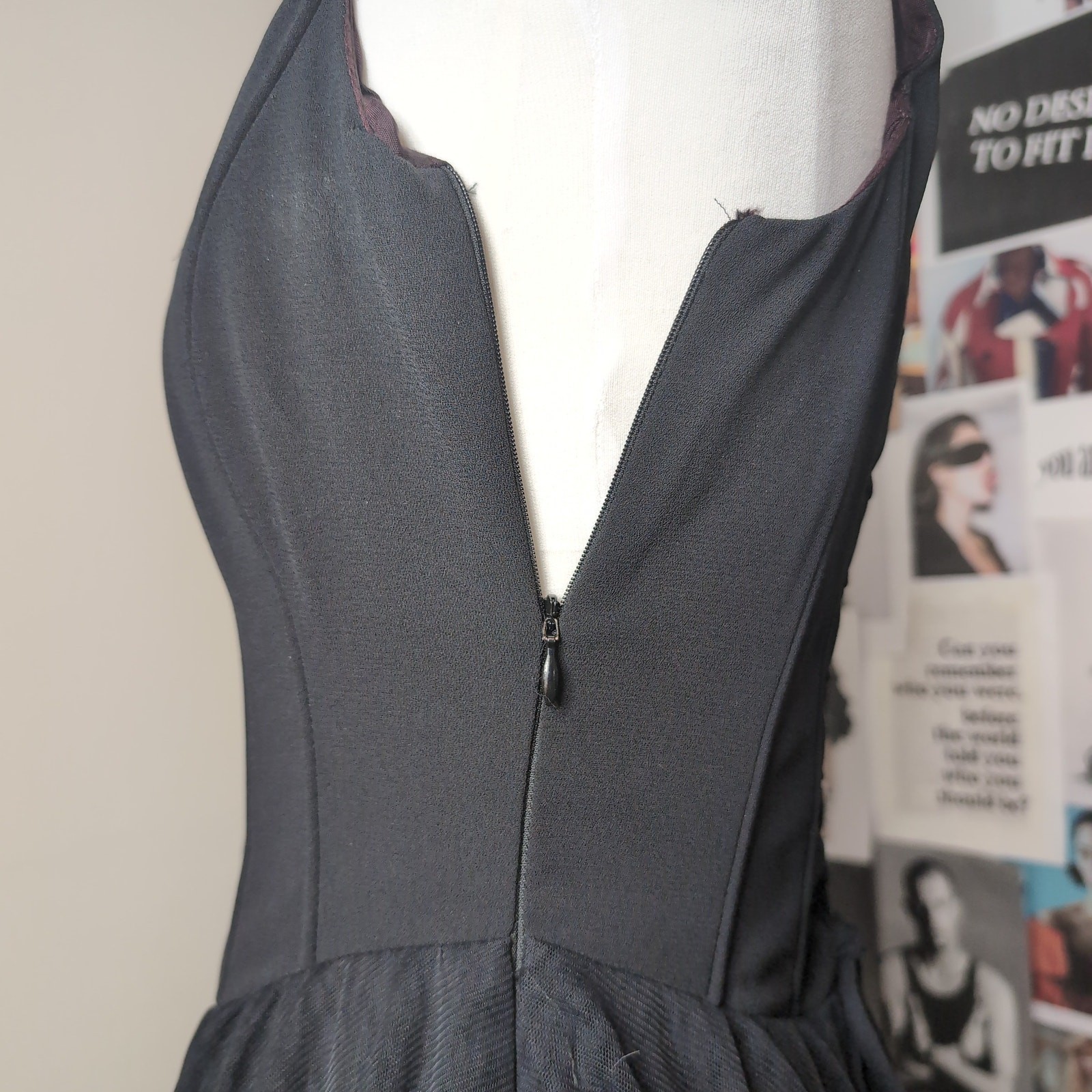 Black Square Neck Gothic Corset Mini Dress