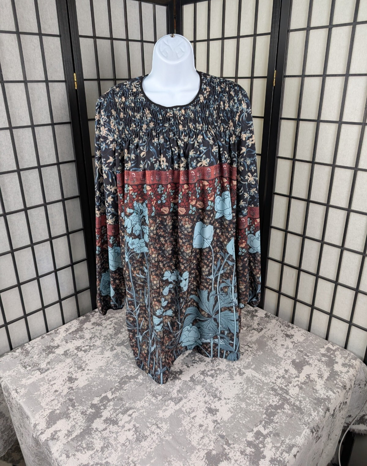 Clover Canyon Women’s Medium Floral Bohomian Tunic Mini Dress