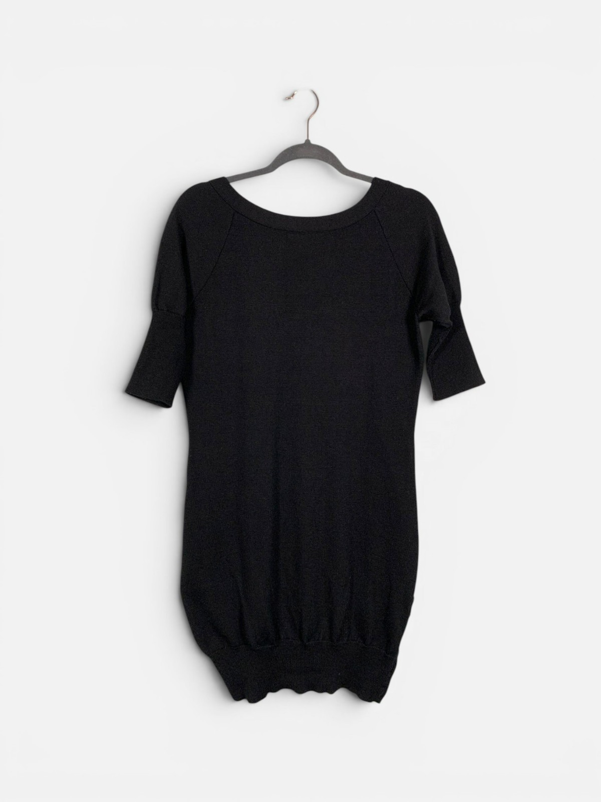 Rugby Ralph Lauren 100% Wool Sweater Dress Black V Back Sz Large Y2K