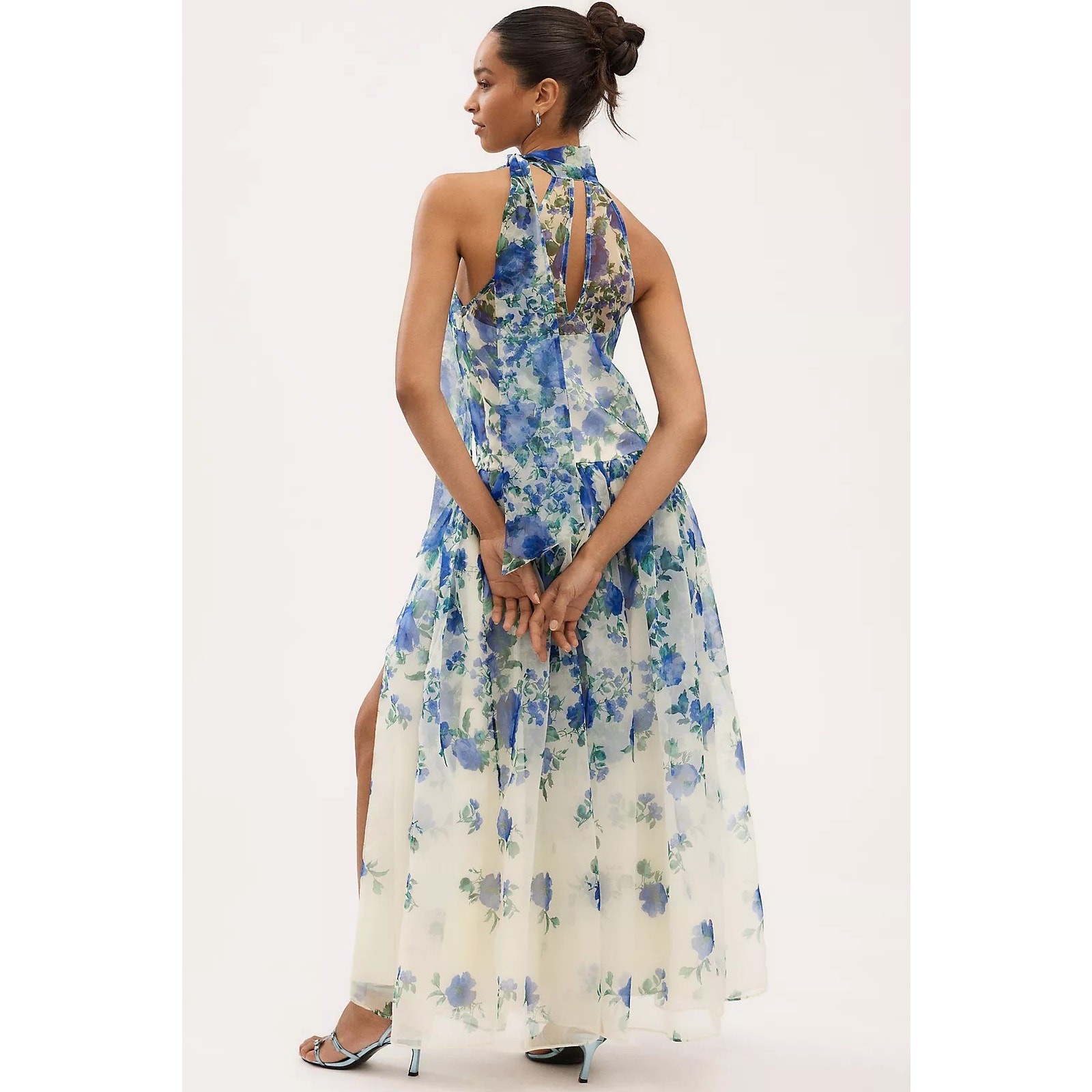 MSRP: $248 ✨ BHLDN Kendall High-Neck Scarf Floral Organza Maxi Dress | Size S/M✨