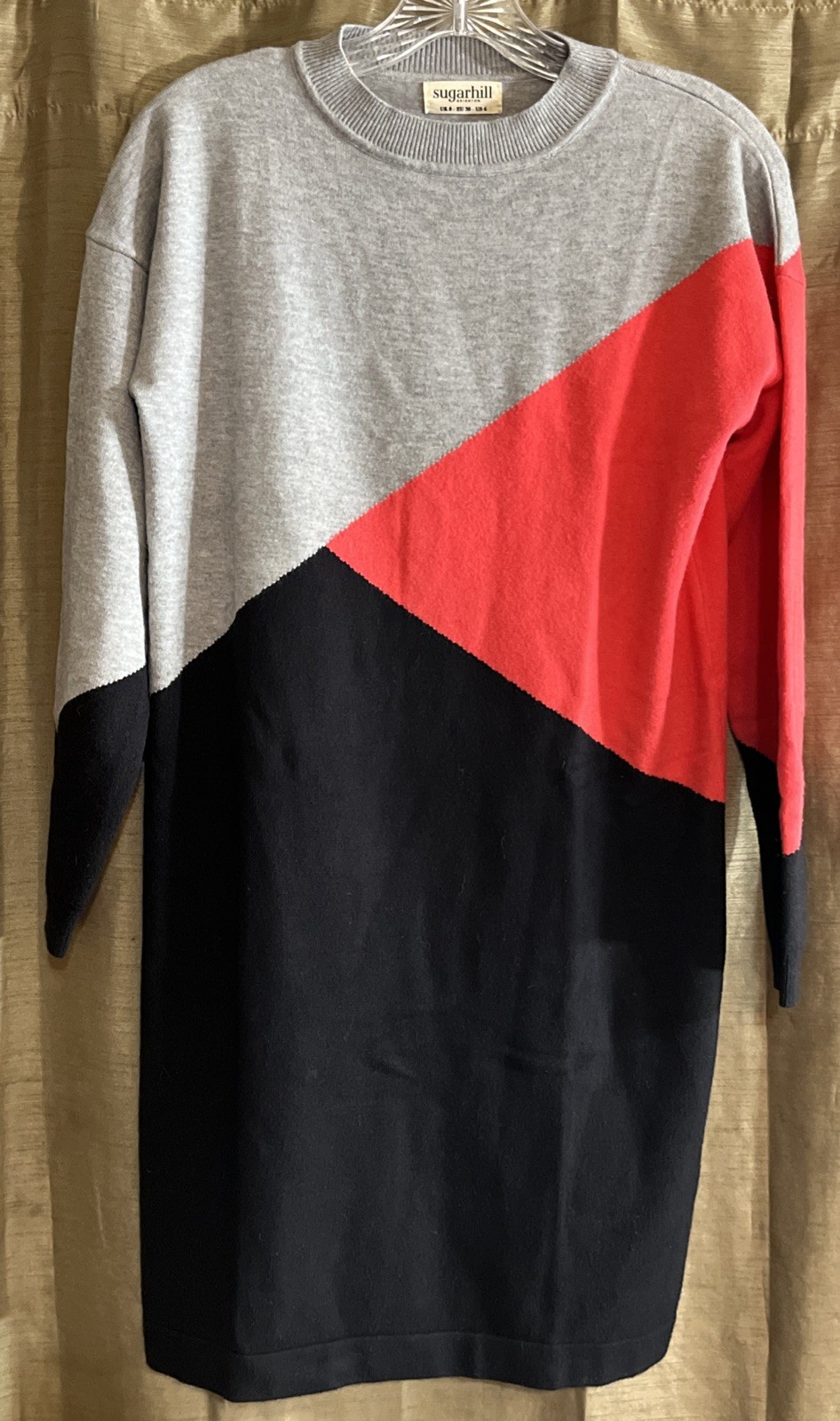 Sugarhill Brighton Dress Women’s Sz.4 Colorblock Knit Long Sleeve Crew Neck. “W2