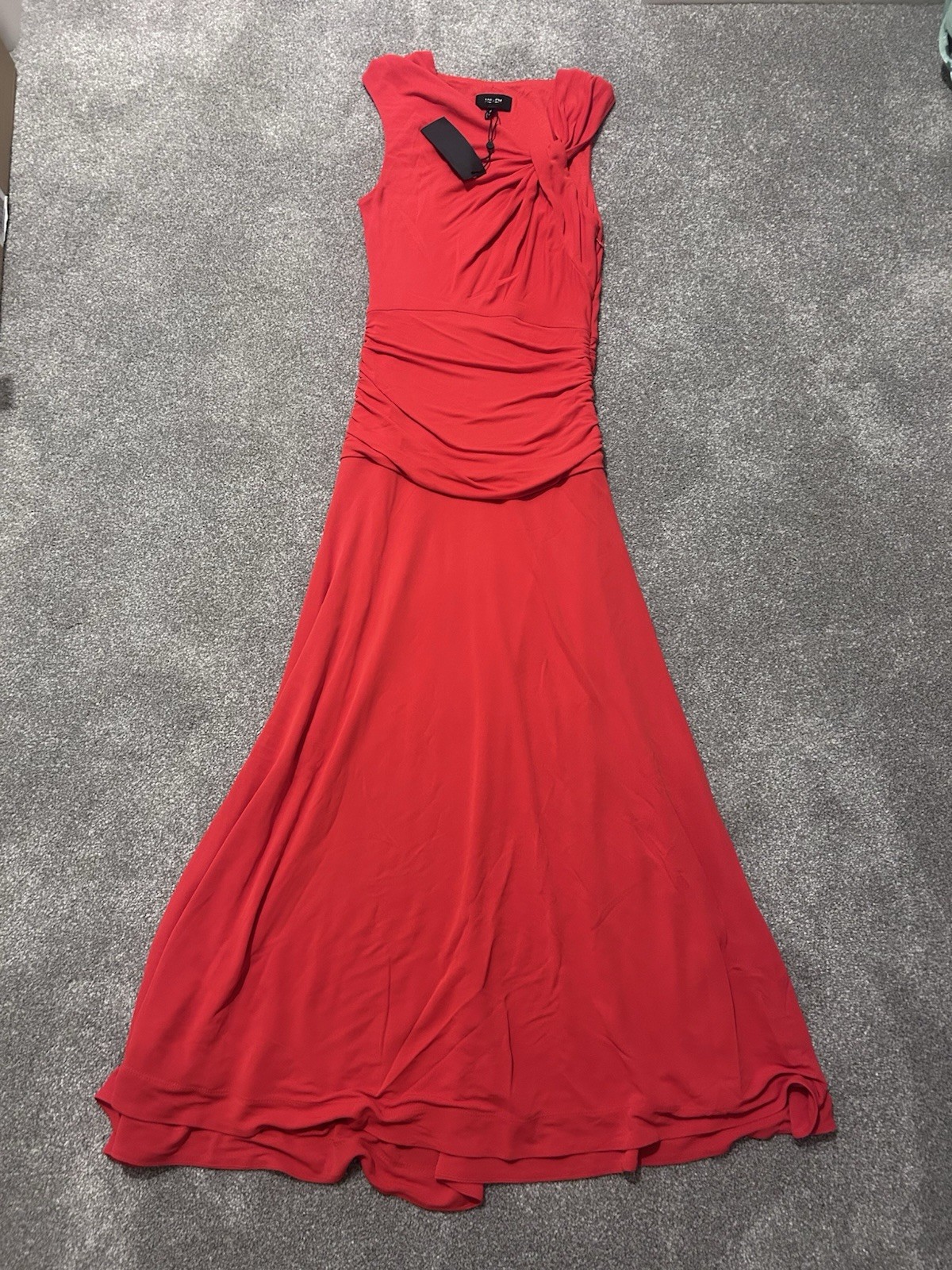 ME+EM Asymmetric Detail Ruched Maxi Dress – Lipstick Red UK 8 New Without Tags ￼