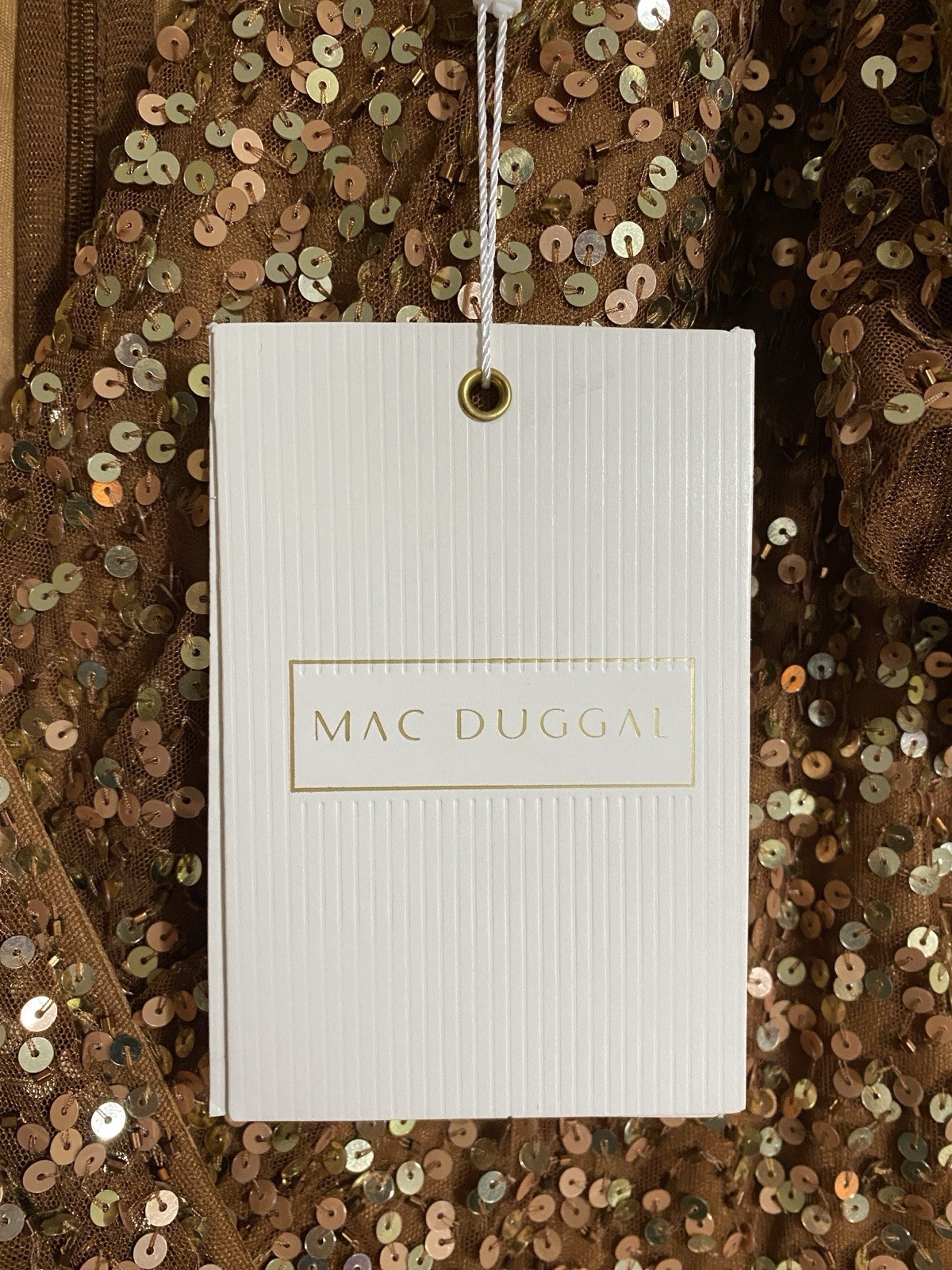 Mac Duggal Copper Sequined Wrap Over Butterfly Sleeve Gown 5540 Size 14 NWT