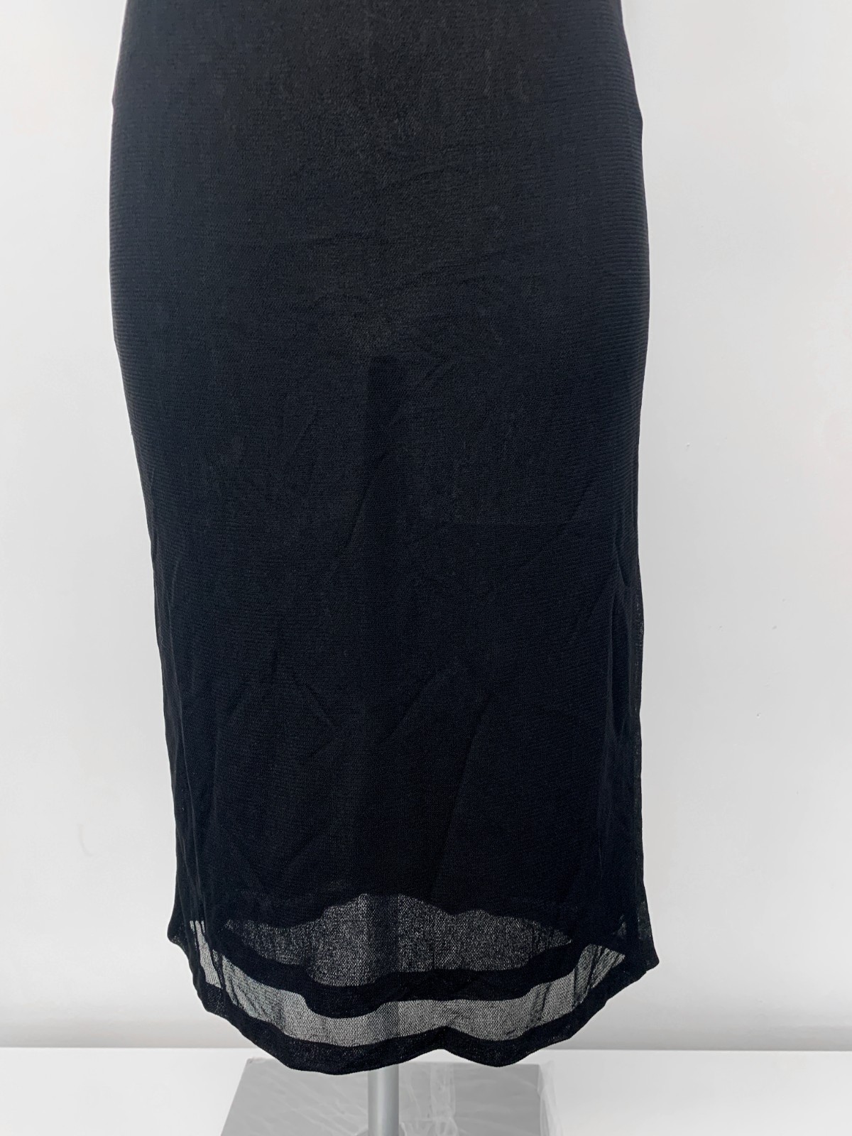 VINTAGE GUCCI TOM FORD 1997 Runway Black Sheer Cowl Neck Dress IT42