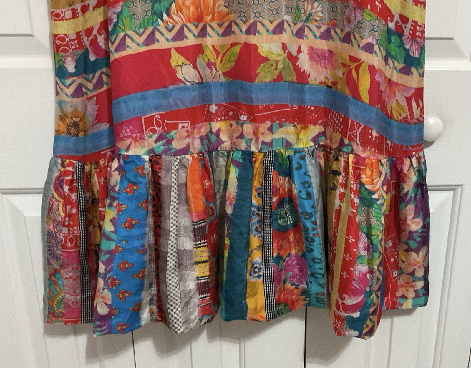 JOHNNY WAS Friendship Imogene Dress Silk Shortened Maxi Tiered Floral Size L