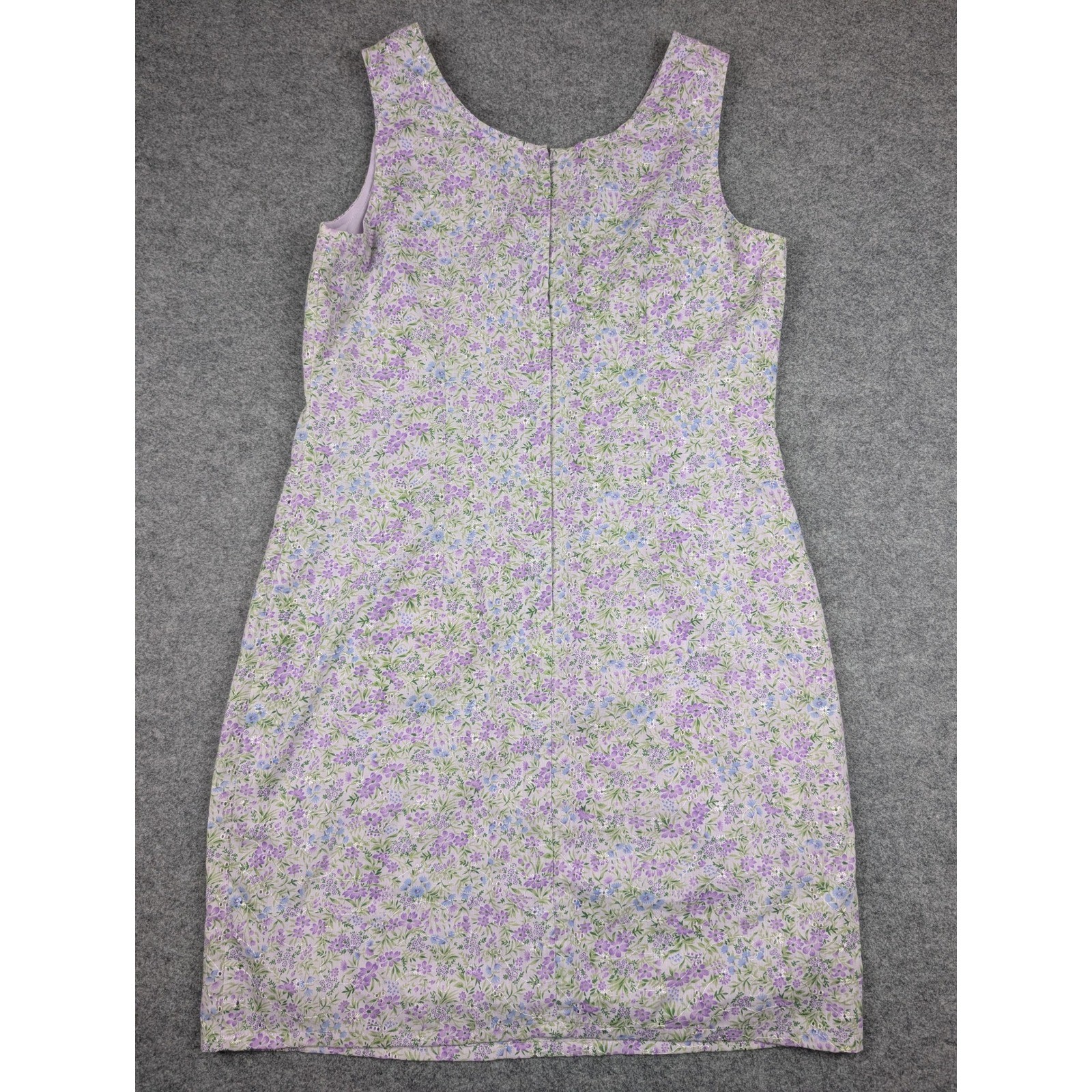 David Wayne Classic Vintage Look Purple Floral Sleeveless Sheath Dress Size 10