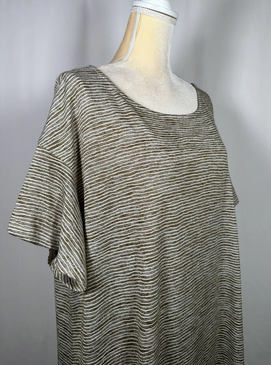 Ruby Rd Dress Slip On Shift Tunic Women 2X Short Sleeve Lounge Stretch Beige