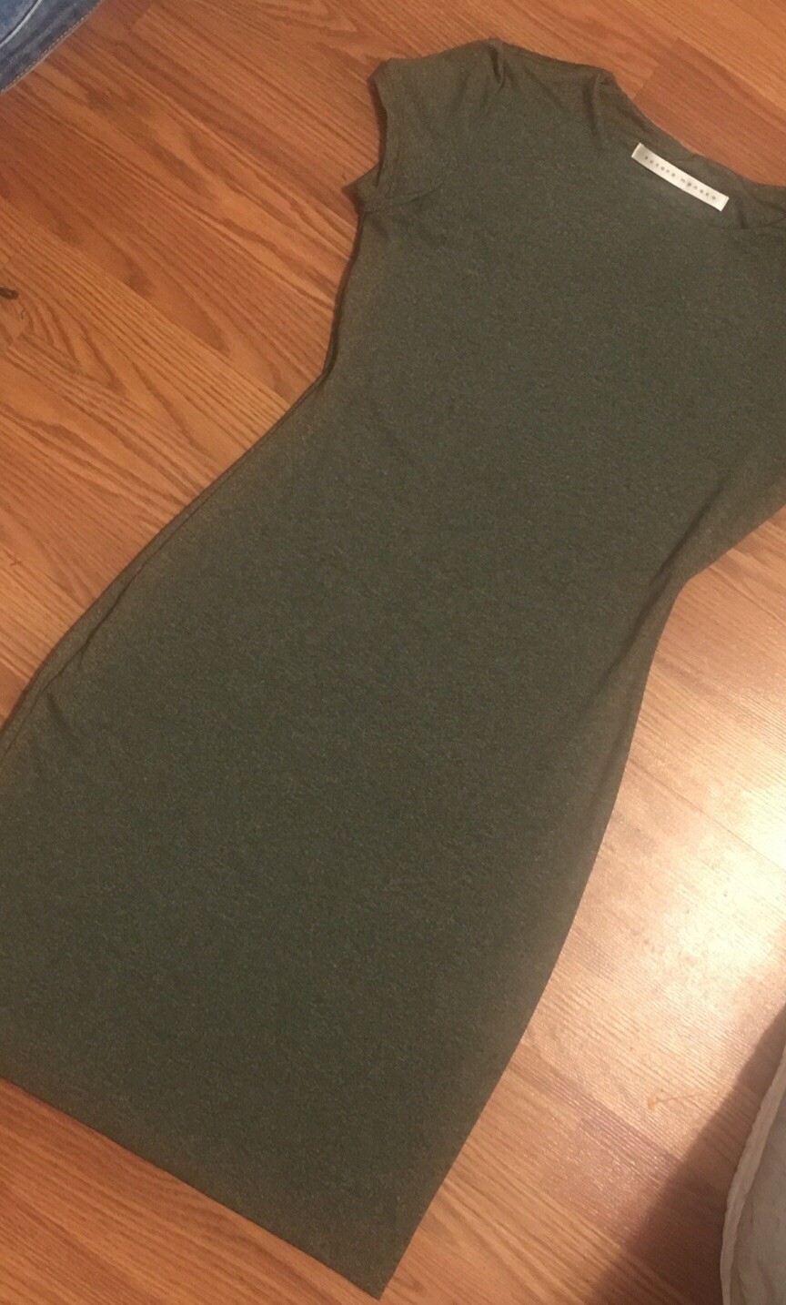 Susana Monaco Dress Gray Cap Sleeve Nylon Poly Lycra Round Neckline Size XS
