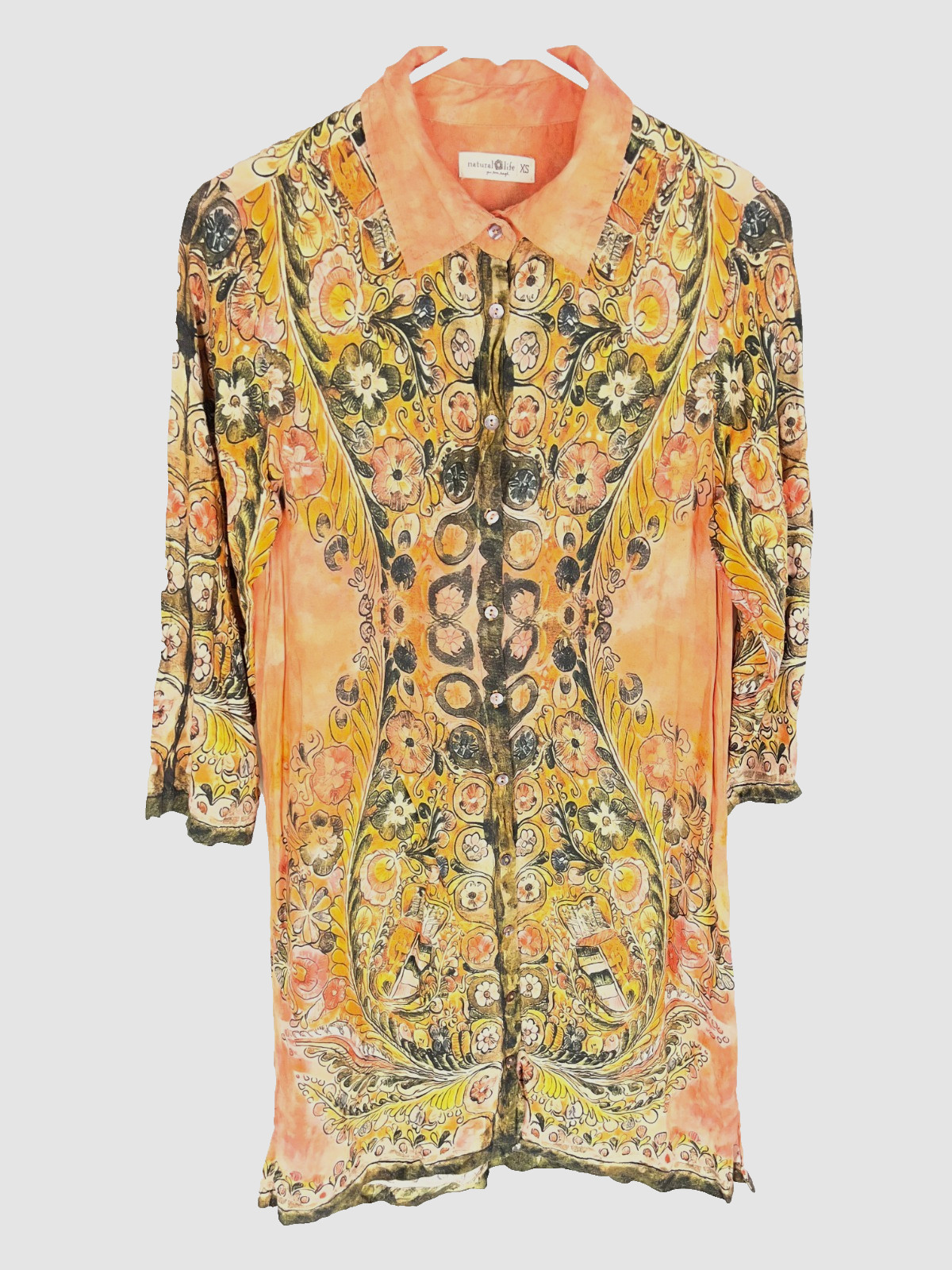 Natural Life Boho Floral Dress XS Floral Coral Summer Rayon Ditzy Fairy Light