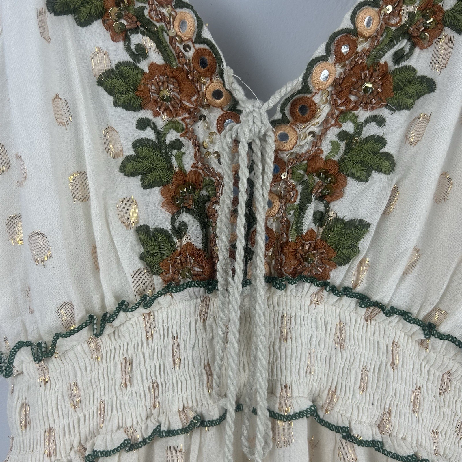 Papa Pia Luxe Boho Embroidered Maxi Dress | Festival Holiday Cotton | UK 8-10