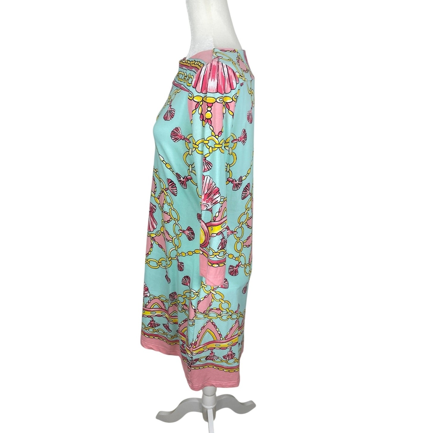 Barbara Gerwit Printed Dress Shells Chains Resort Wear Coastal Women’s Sz Medium
