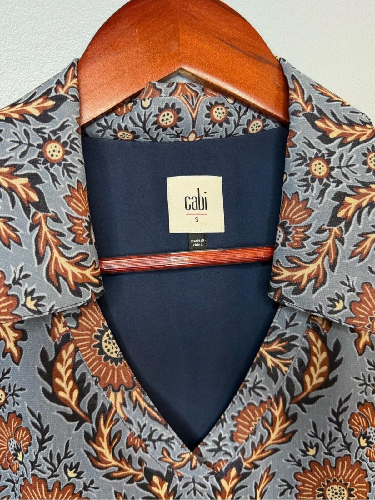 CAbi Provincial Blue Floral Long-Sleeve Mini Dress #3295 | Size Small