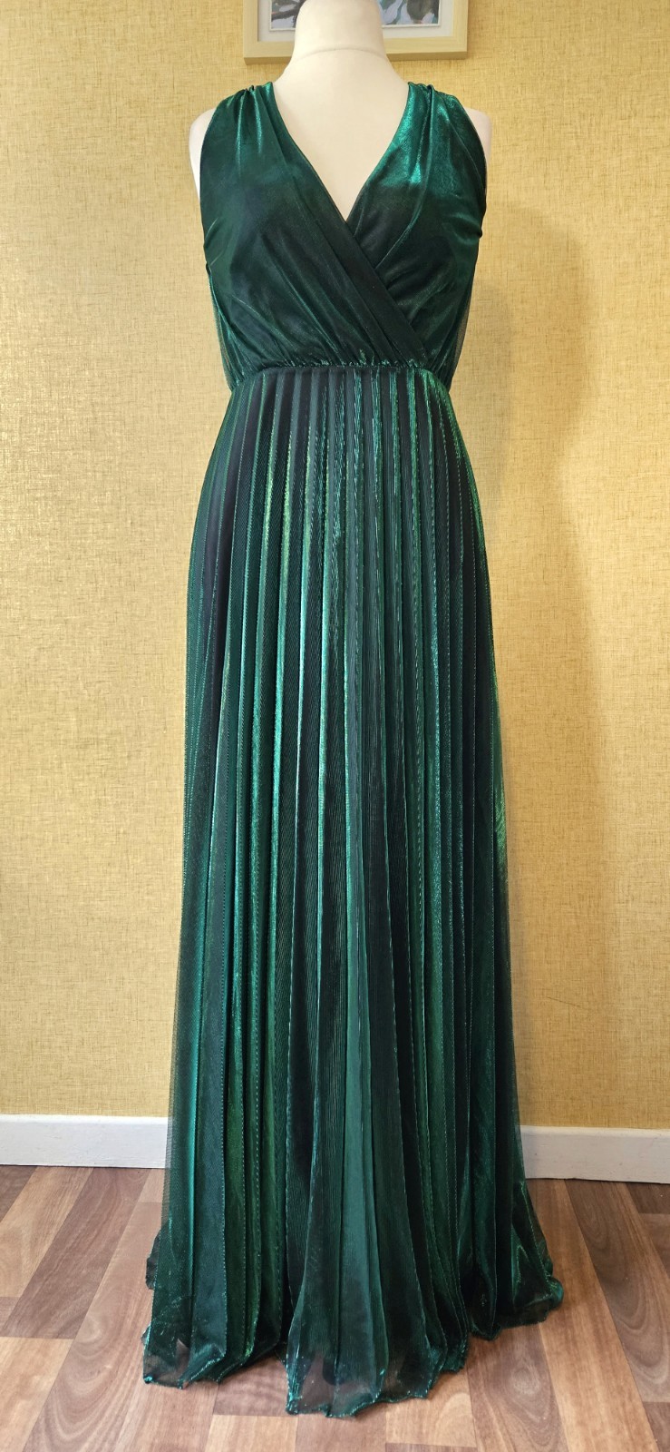 COAST Dress Sz 12 Short Green Halter Maxi Party Evening Long wedding guest Petit