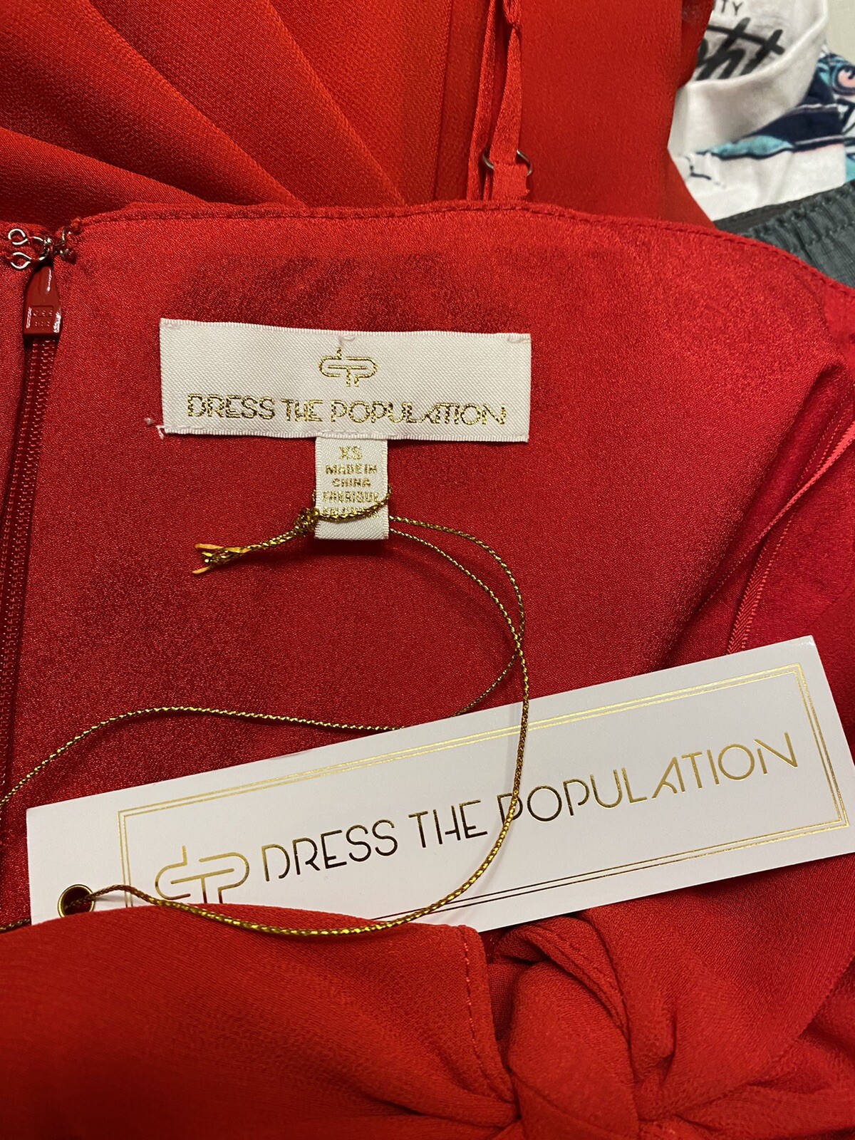 Dress The Population Size XS Cambria Red Maxi Slit Cutout Evening Gown Dress