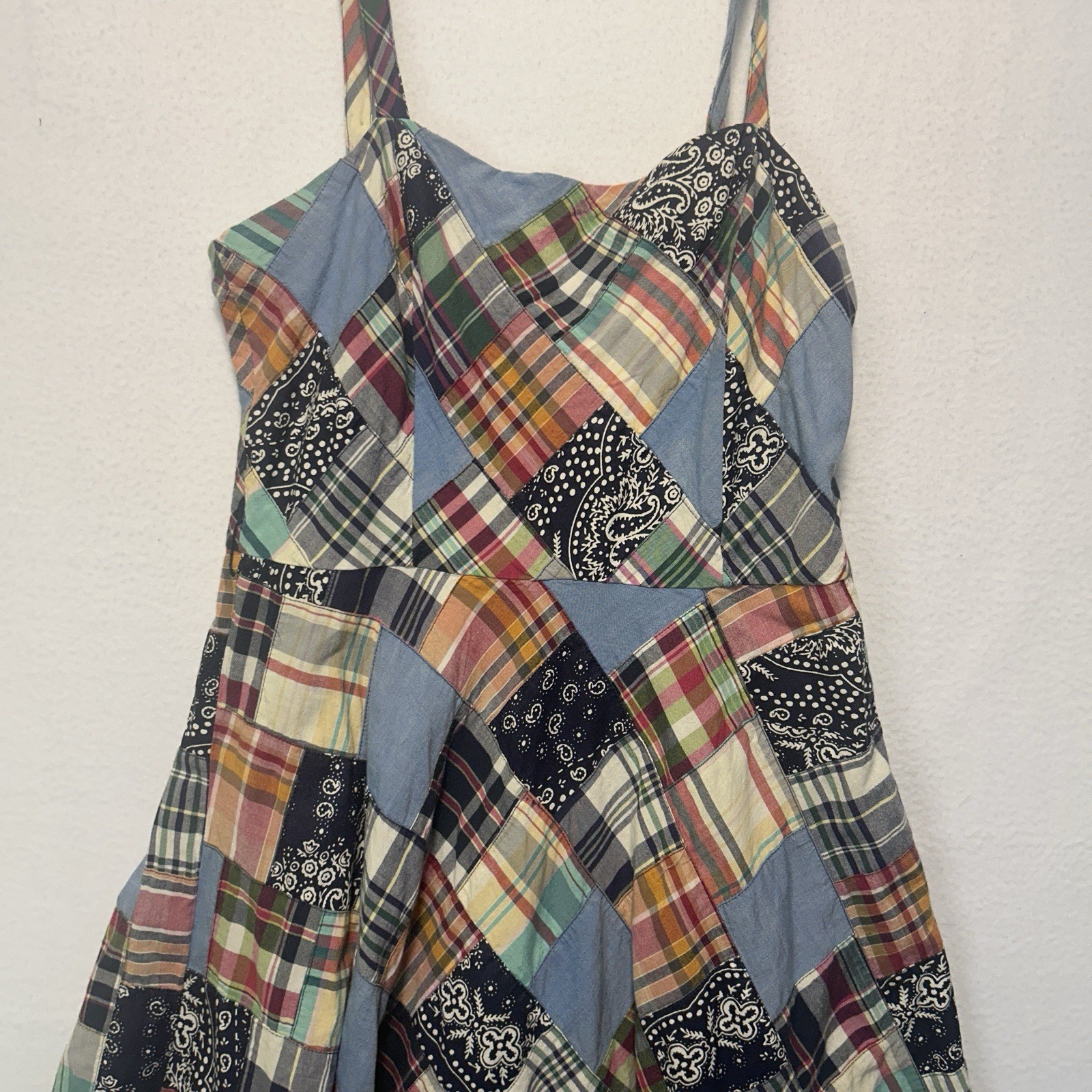 Vintage American Living Madres Patchwork Sundress 100% Cotton Size 10