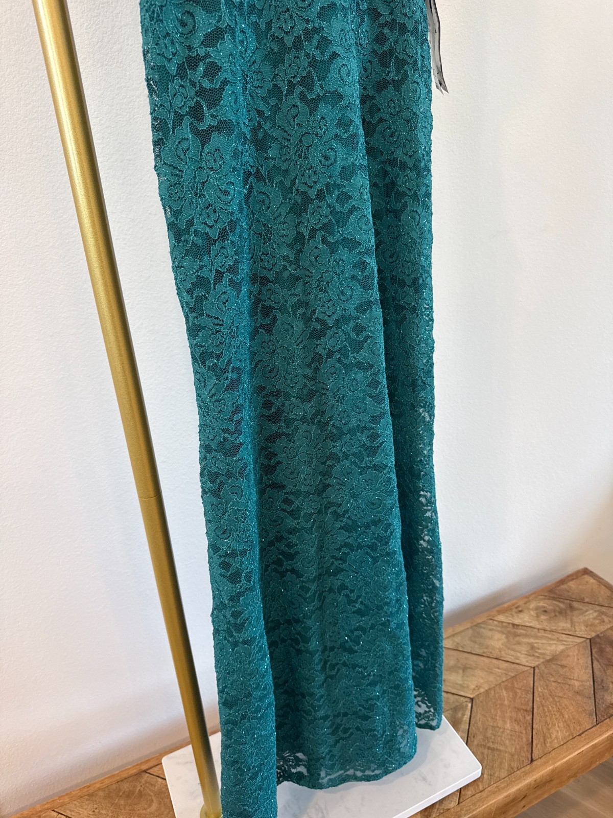 Morgan Company Juniors Glitter Scallop Lace Jade Size 3 $129