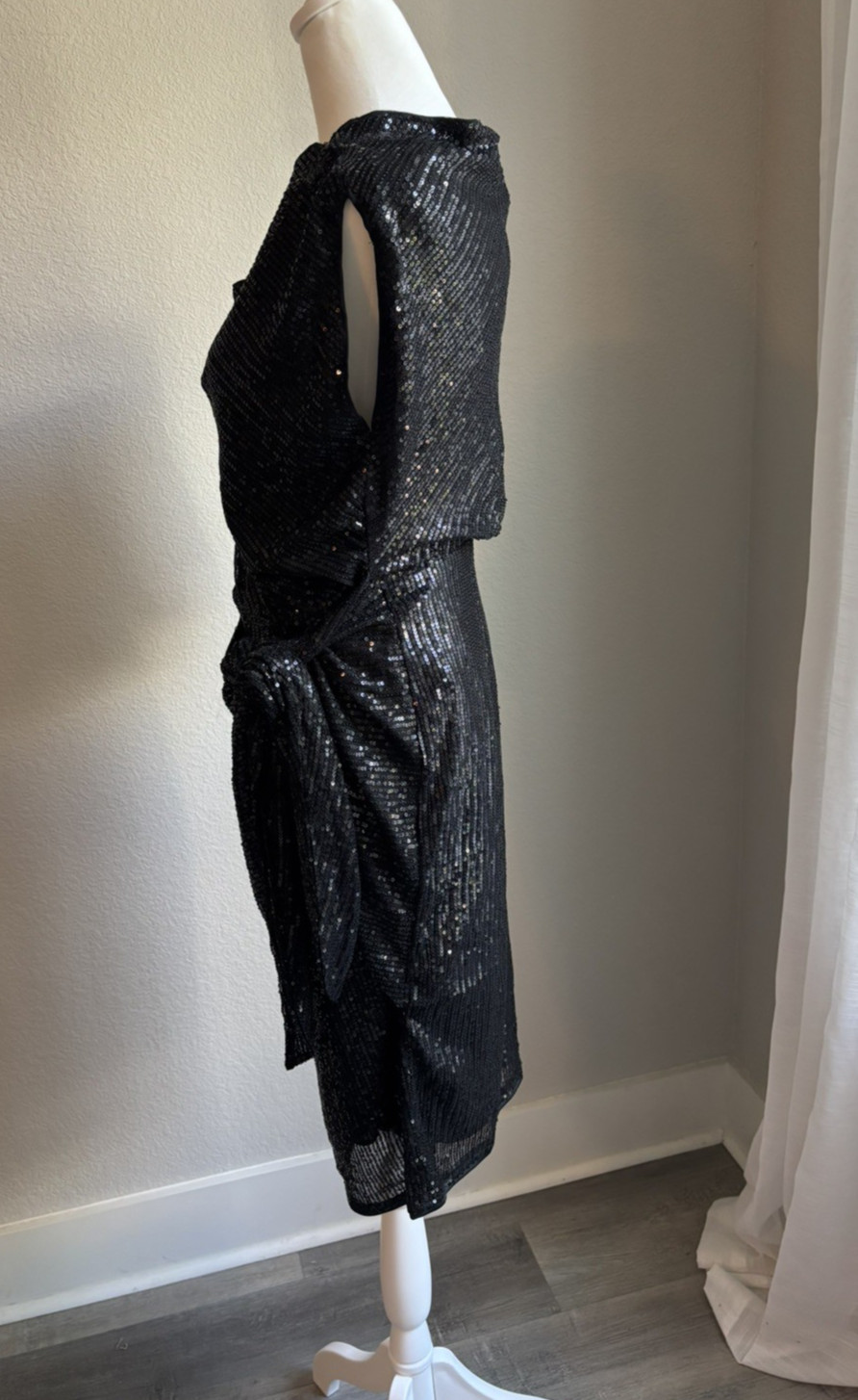 NWT Grace Karin Black Sequin One-Shoulder Cocktail Dress Size L Party Glam Club