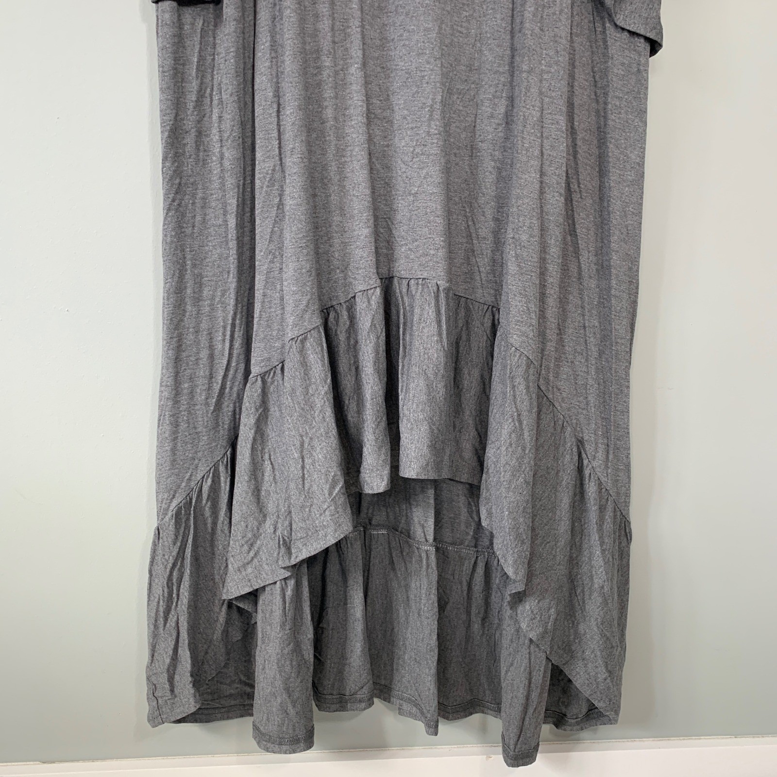 NEW Suzanne Betro Womens Gray Tiered Ruffle High Low Maxi Dress 4X