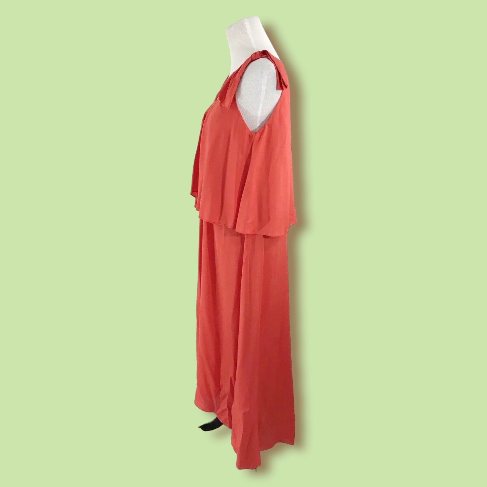 Whit Two Dress 4P Tiered Maxi Sleeveless Coral Tie Shoulder